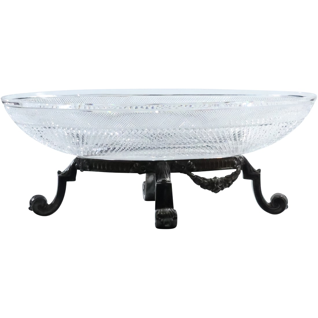 Fine Cut Glass Bowl Baccarat ? on Signed PAIRPOINT Silver Plate Footed Base Holder 13.5 in. diameter (1 of 20)