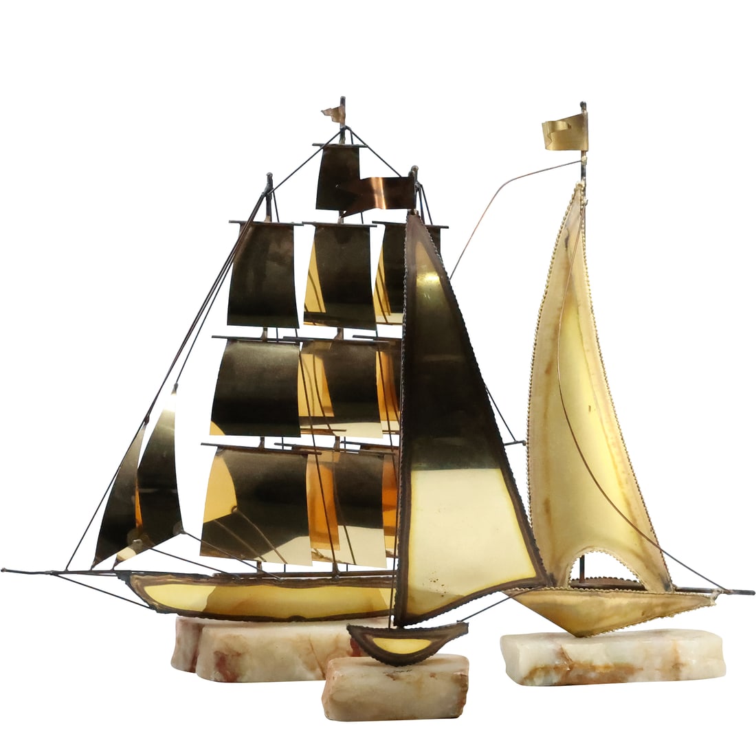 3 Assorted Mid-Century Modern Brass Boat Sculptures Signed De Mott, Jason (1 of 20)