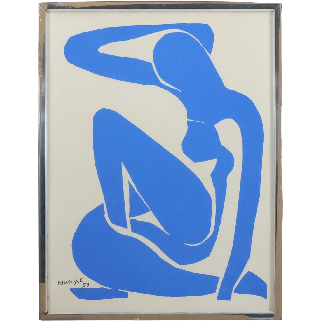 Henri Matisse, Frame Lithograph "Blue Nude" Signed and Dated in Plate H. Matisse 1952: Henri Matisse, Frame Lithograph "Blue Nude" Signed and Dated in Plate H. Matisse 1952. p> size: 23.25 x 17.5, 24 x 18.25 outside frame