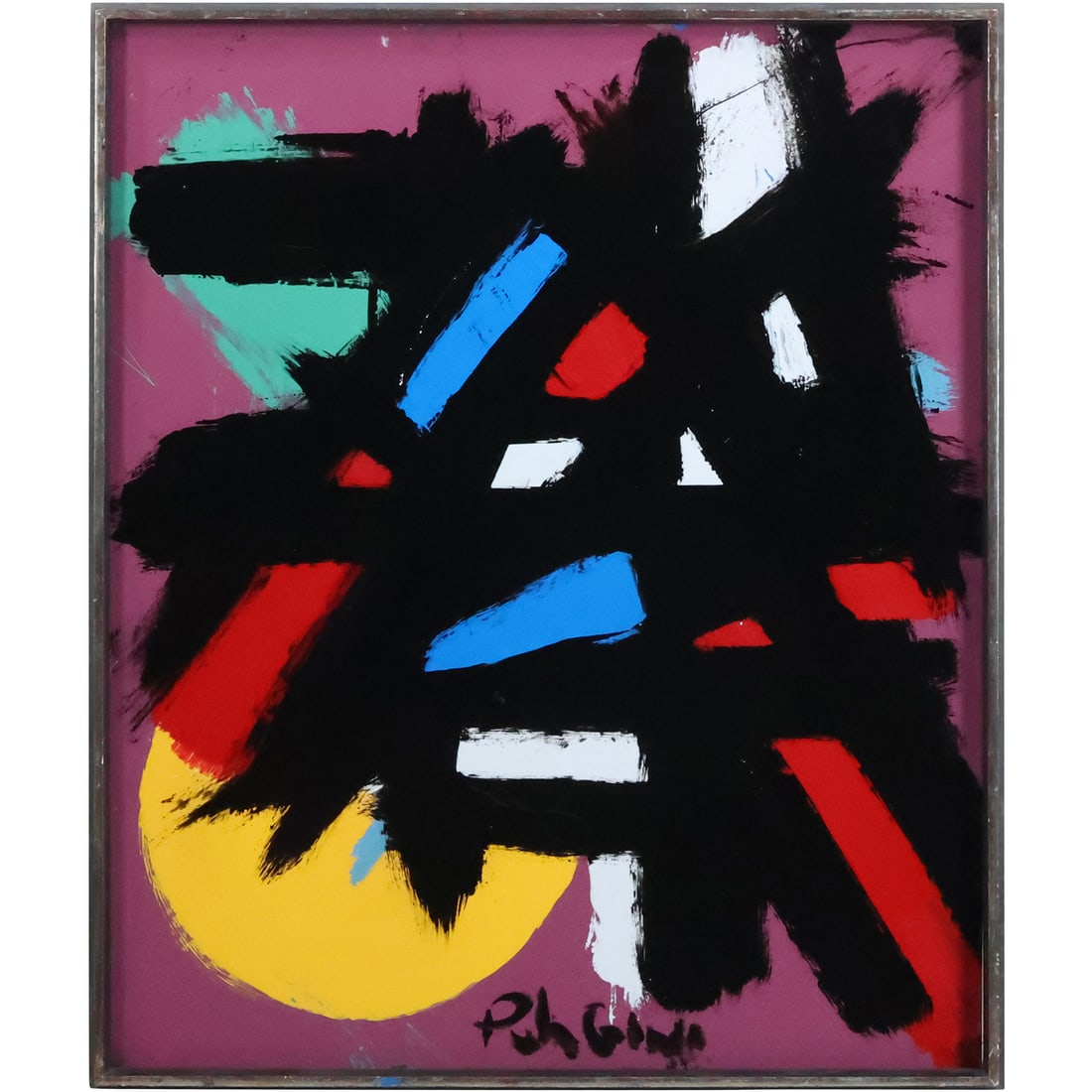 THOMAS PULGINI, American, O/b Abstract Black Lines on Color Expressionism (1 of 20)