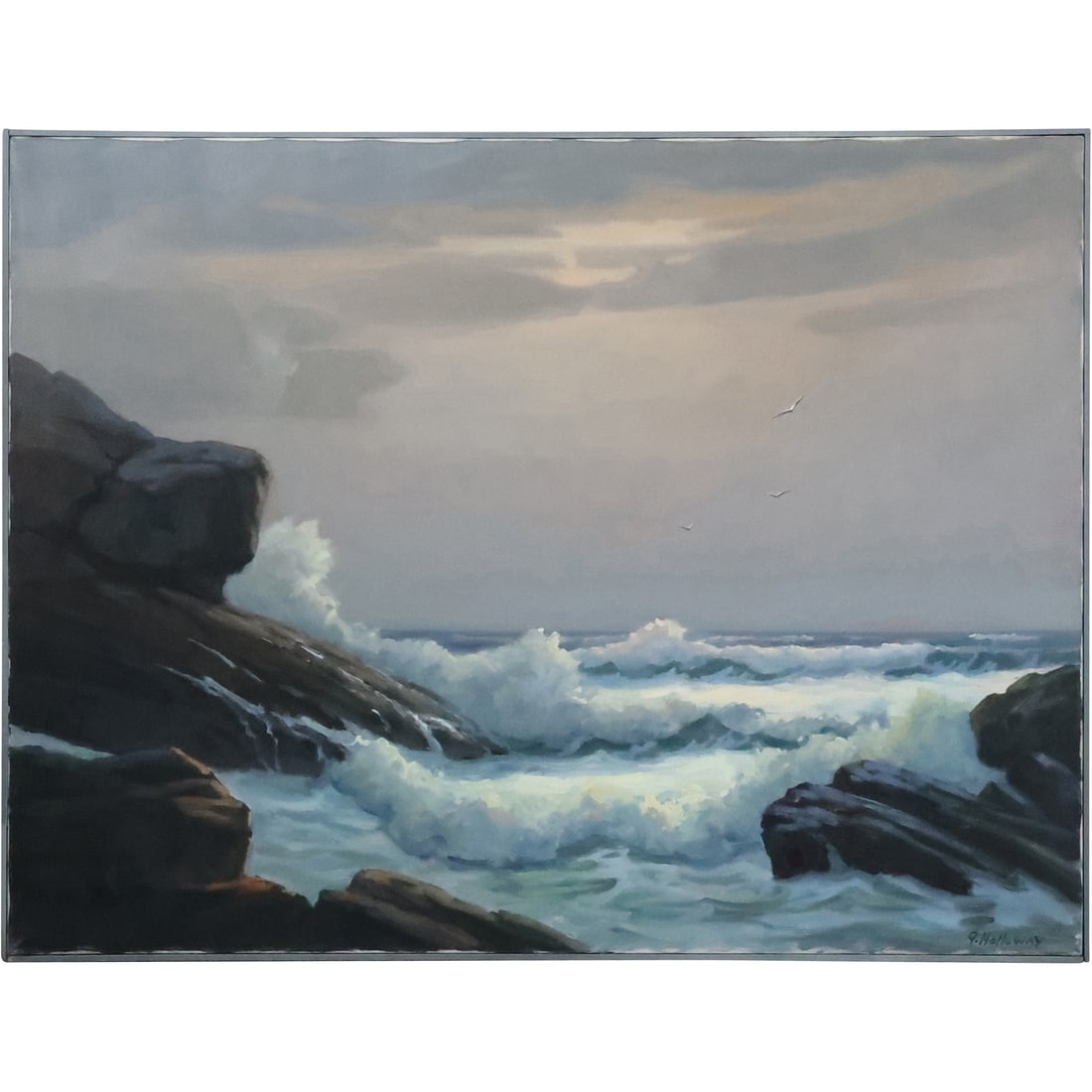 George Holloway, 20th C. American, Seascape Oil on Canvas Painting, Signed (1 of 20)