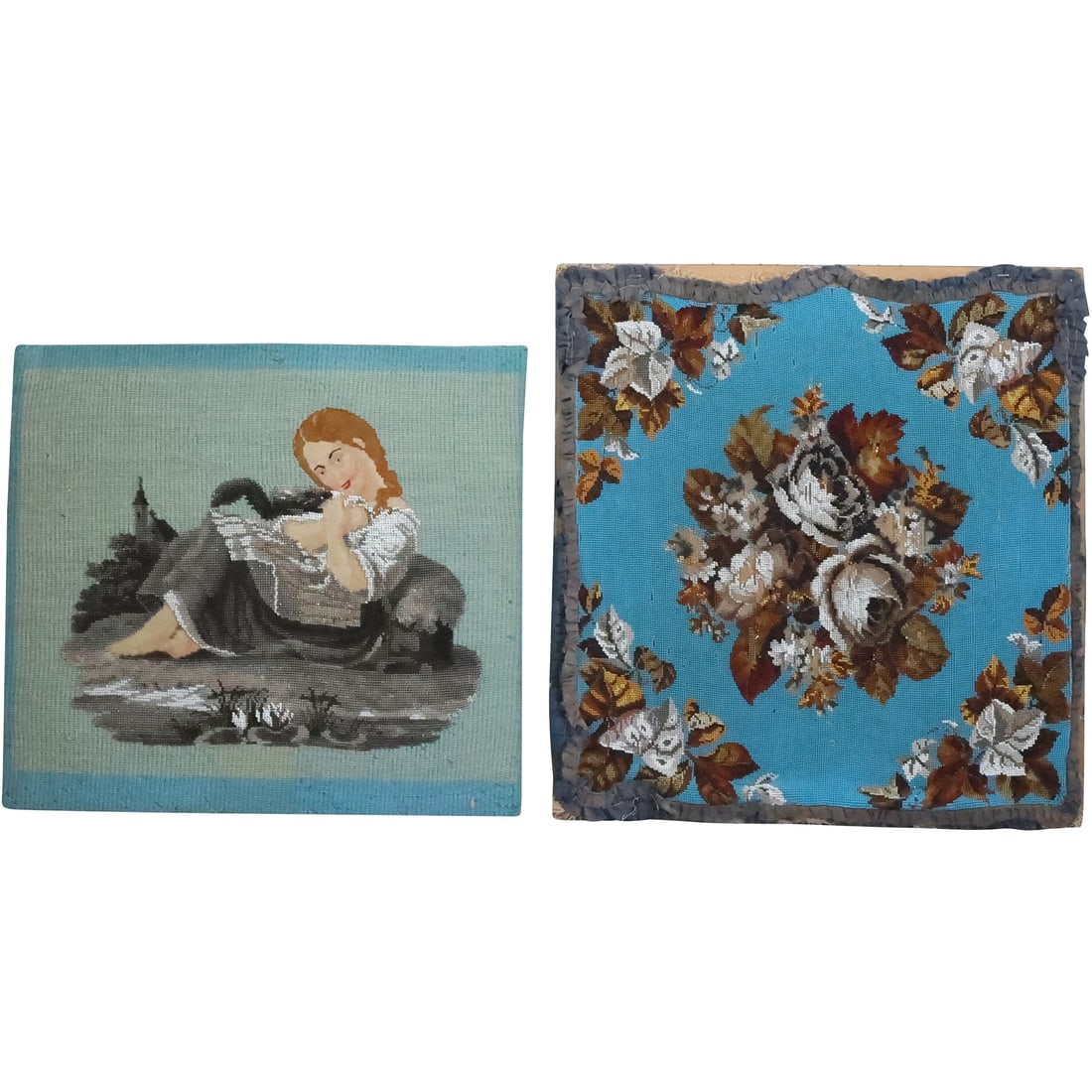 [2] 19th C. Victorian Peti Point Needlepoint Embroidery Panels (1 of 20)