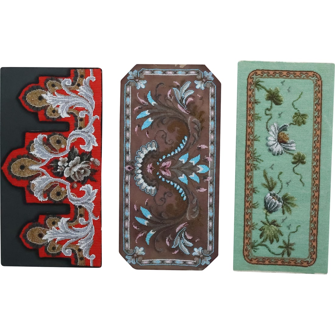 3 Assorted 19th C. Peti Point Needlework Embroidery Panels (1 of 20)