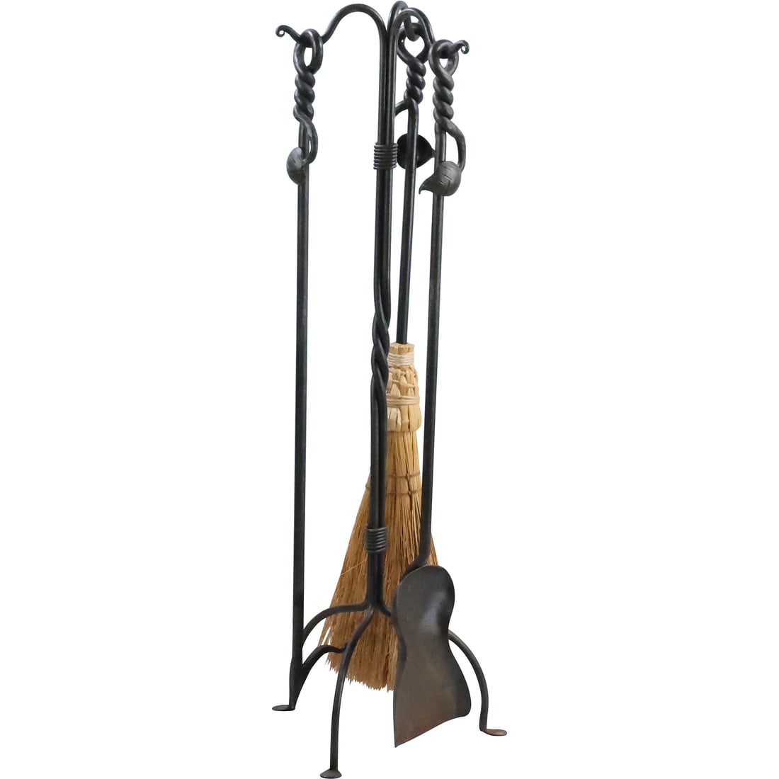 Country French Iron Fireplace Tools with Standing Holder 33.5 inches height (1 of 20)
