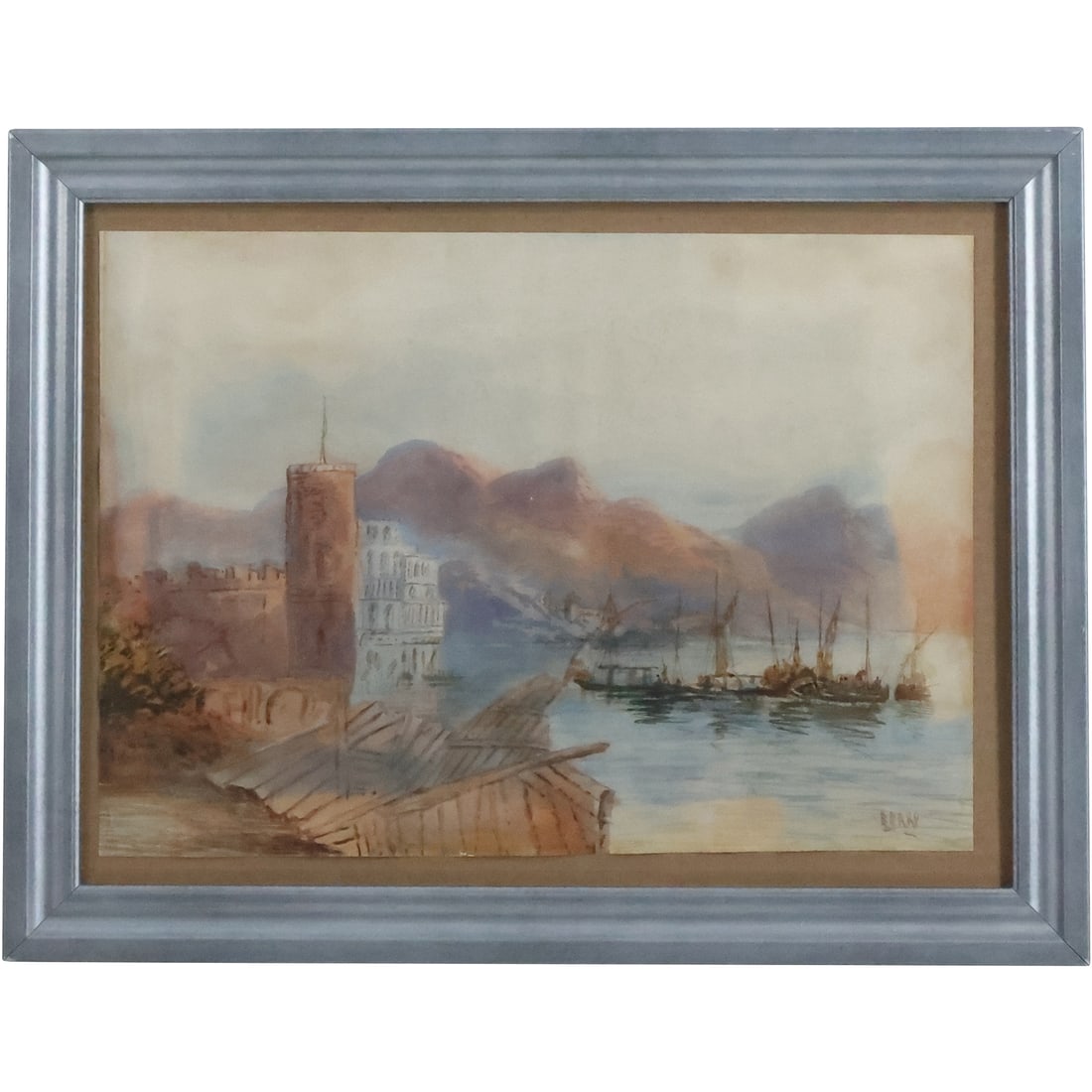 Edwin Earp 1851-1945 United Kingdom, Watercolor Painting, Fishing Boats, Signed, Framed: Edwin Earp 1851-1945 United Kingdom, Watercolor Painting, Fishing Boats, Signed, Framed. size: 10.5 x 15, 14.25 x 18.25 outside frame. ASKart: Edwin Earp (1851 - 1945) was active/lived in United Kingd