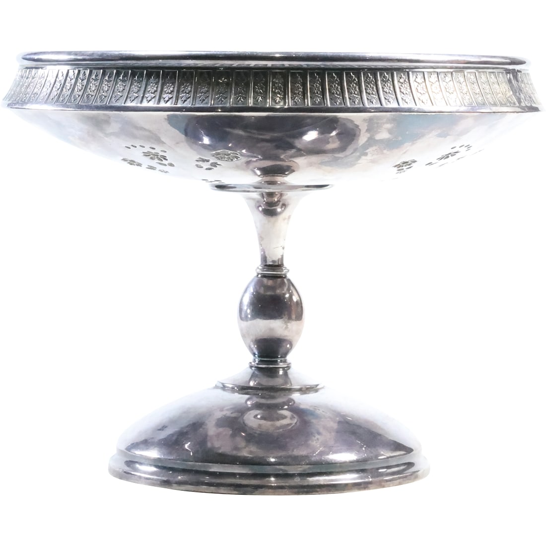 Victorian Silver Plated Pedestal Center Compote 7.5 in. height x 10 in. diameter (1 of 20)