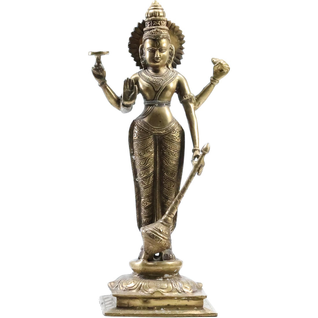 Hindu Diety Bronze Figure Statue Lord Vishnu 13 inches height, Original Patina (1 of 20)