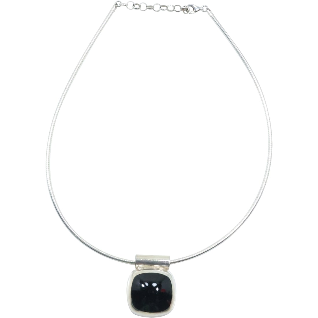 Mexico TR-09 .925 Sterling Silver Black Onyx Pendant Necklace on .925 Snake Chain 18 in.: Mexico TR-09 .925 Sterling Silver Black Onyx Pendant 1 1/2 in. x 1 1/8 in. Necklace on .925 Snake Chain 18 in.