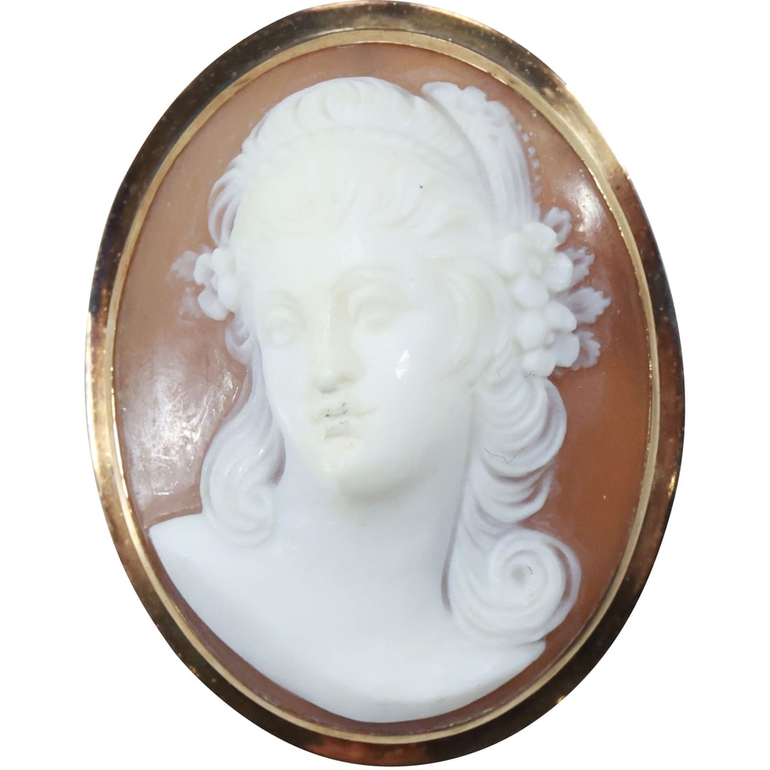14K GOLD Quality Cameo Unusual Portrait, 4.2 dwt., 1 1/2 in. x 1 3/8 in. (1 of 20)