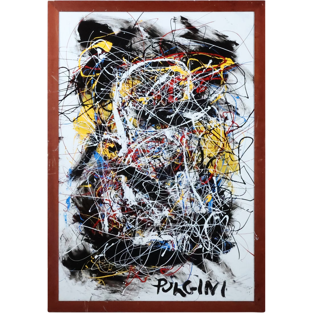 Thomas Pulgini, American, Oil on Board Painting, Drip Art Abstract Expressionism, Signed, Framed (1 of 20)