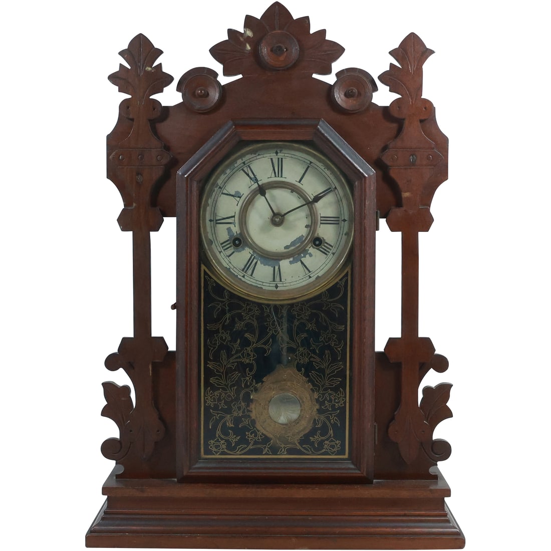 New Haven Clock Co. "Mayflower" Walnut Victorian Kitchen Mantle Clock 20.5 in. height (1 of 20)