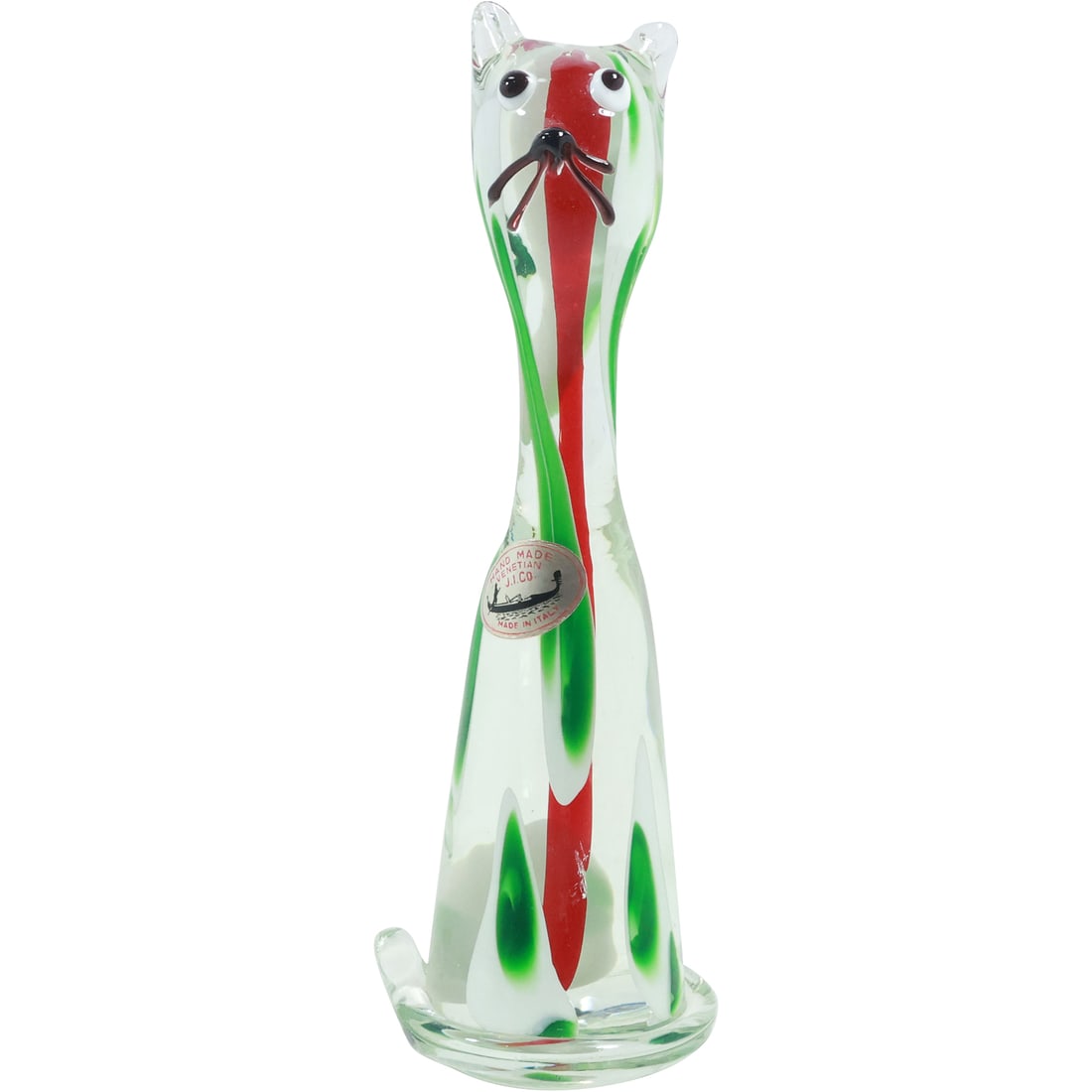 Italian Venetian Art Glass CAT Figure Sculpture 10 inches height, Original Label (1 of 20)