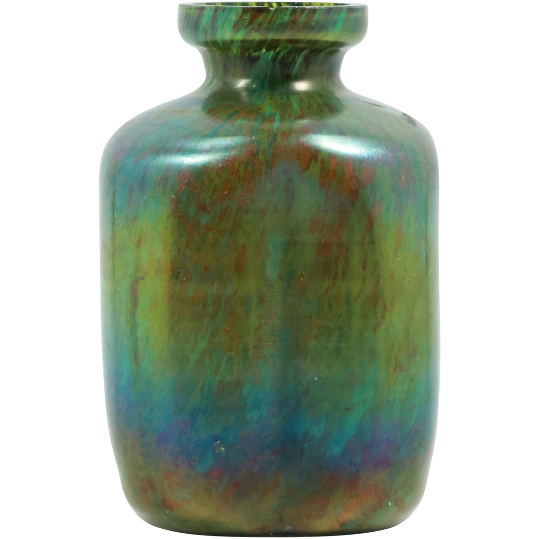 Wilhelm Kralik "Moss Agate" Green Iridescent Art Glass Vase 6 inches height x 3.5 in. wide (1 of 20)