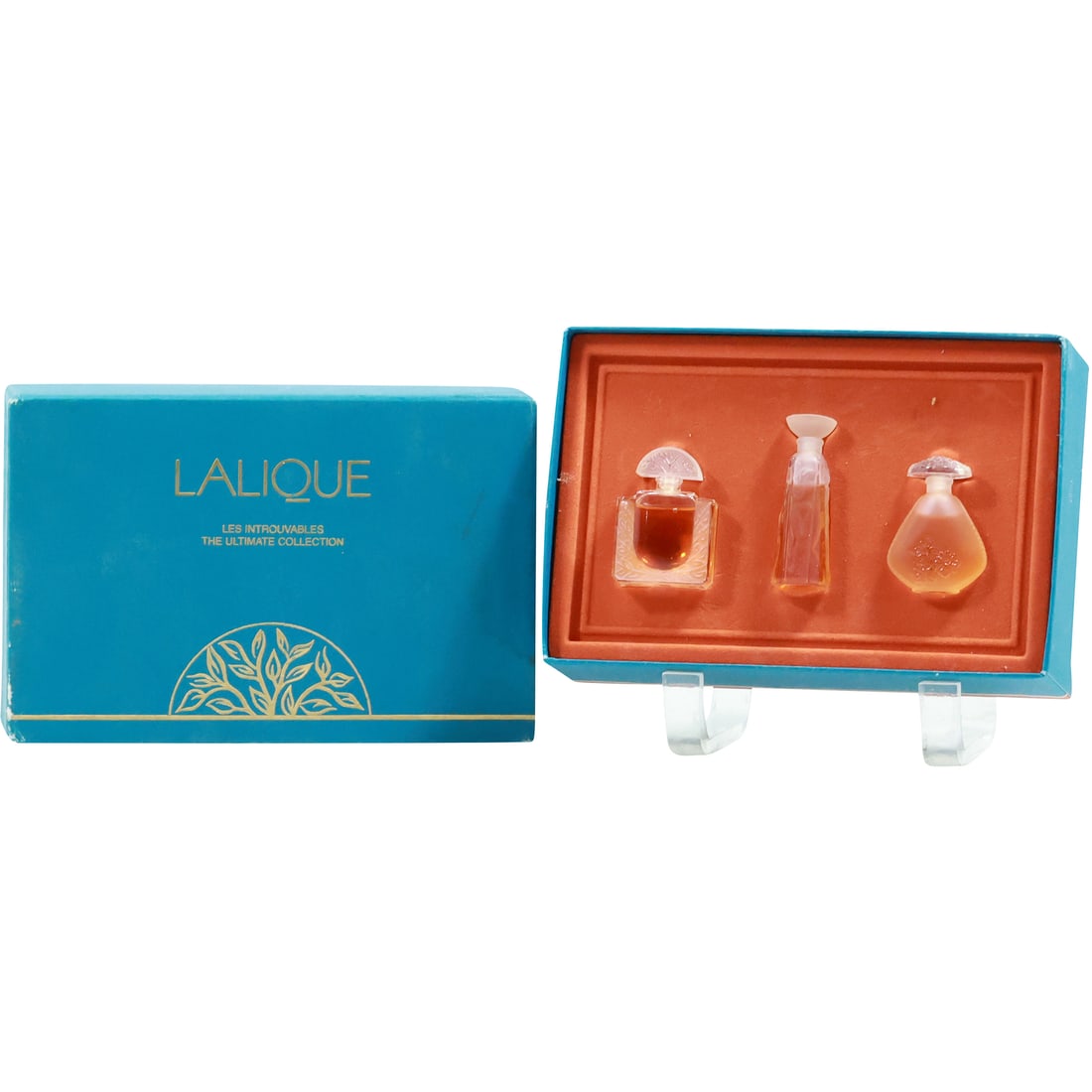 LALIQUE Set of 3 Crystal Glass Perfume Bottles in Fitted Box (1 of 20)