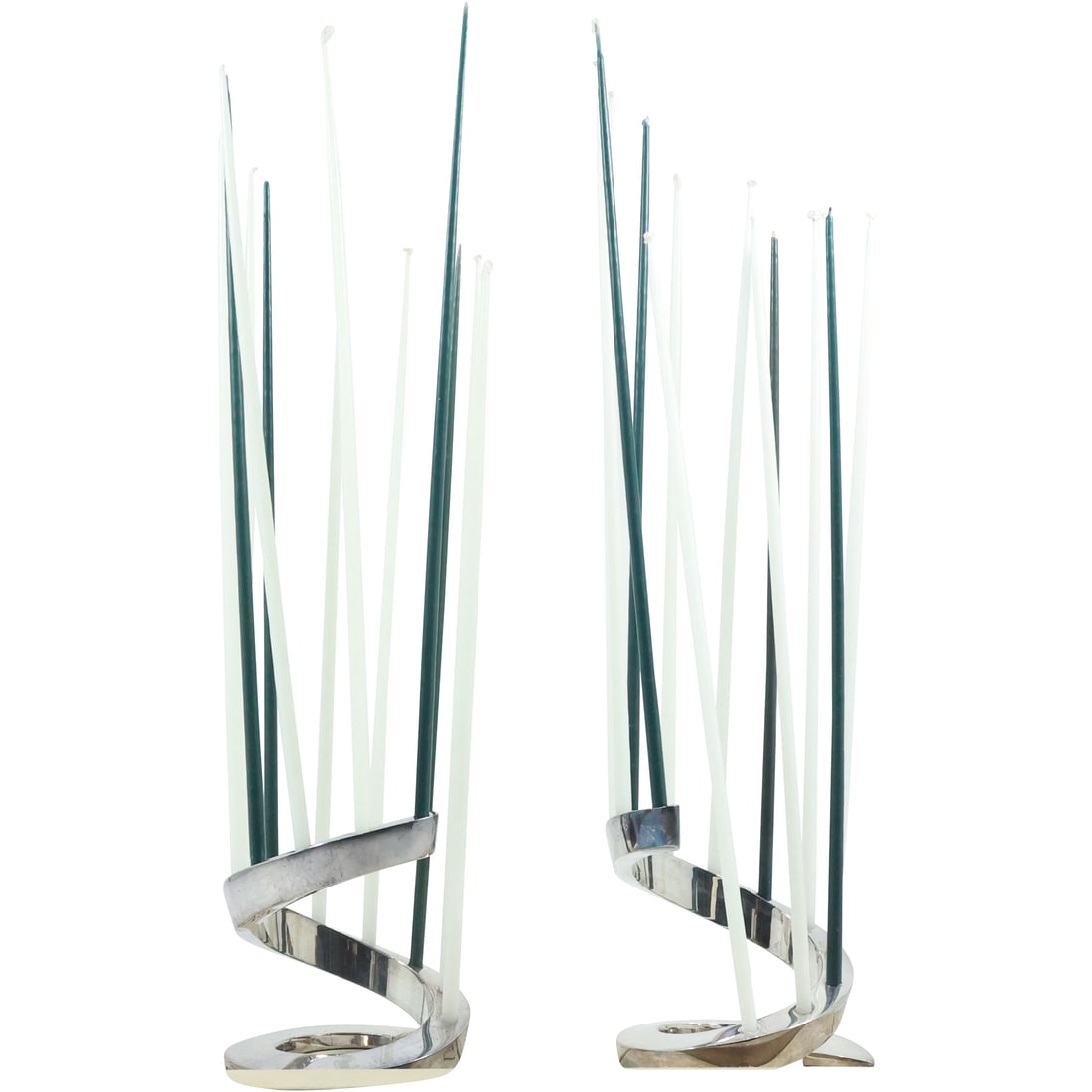 Pair Chrome Metal DANSK Candleholders with Boxes of Candles (1 of 18)