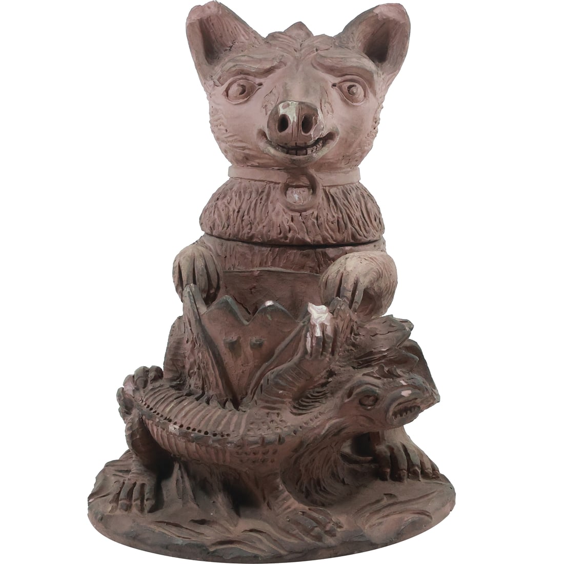 Vintage FOX Figurative Tobacco Jar in Hard Plaster Composition 11 in. height x 10 in. wide (1 of 17)