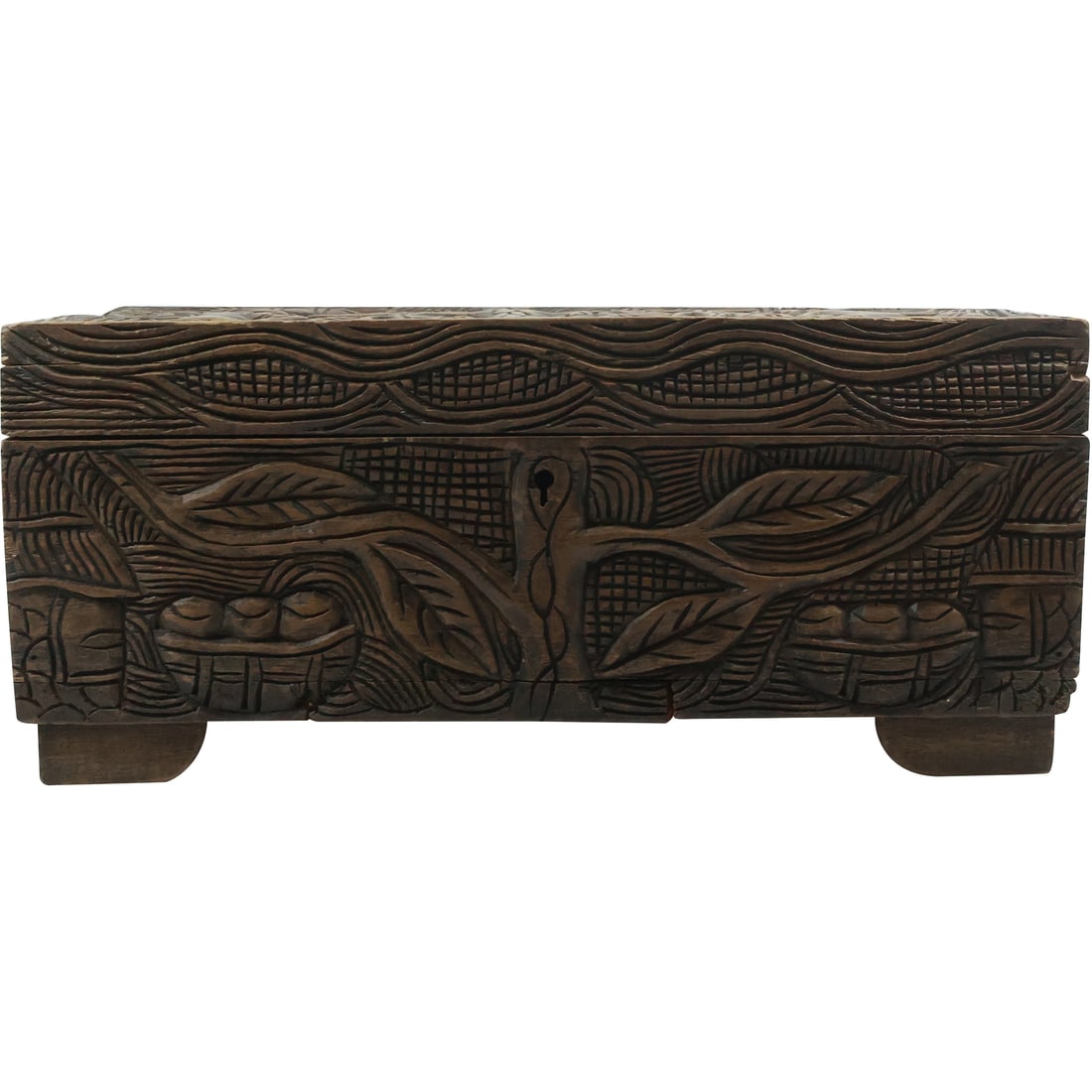 Hand Carved Haitian Scenic Wooden Jewelry Box with Inside Tray 7 in. x 16 in. x 8 in.: Hand Carved Haitian Scenic Wooden Jewelry Box with Inside Tray 7 in. x 16 in. x 8 in. size: 7x16x8