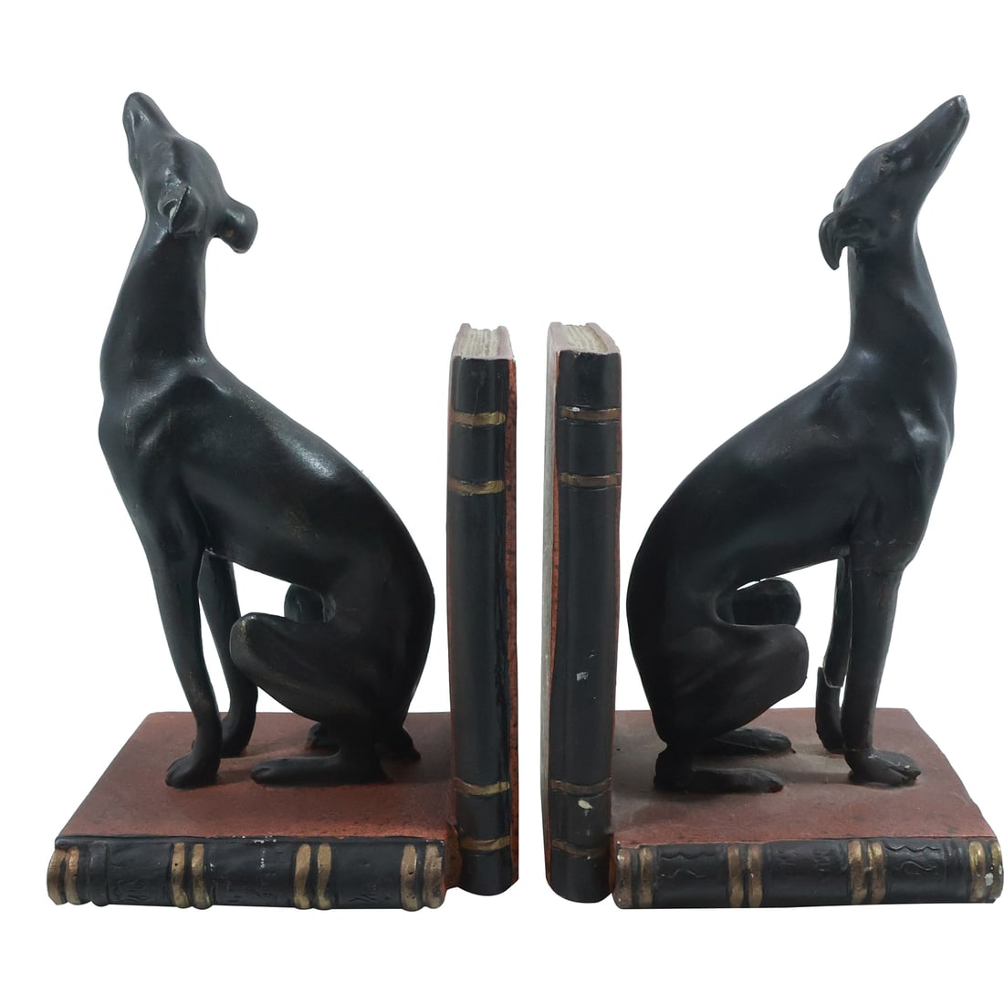 Decorative Greyhound Dog Figure Bookends in Hard Composition 9.5 in. height x 5.5 in. wide (1 of 14)