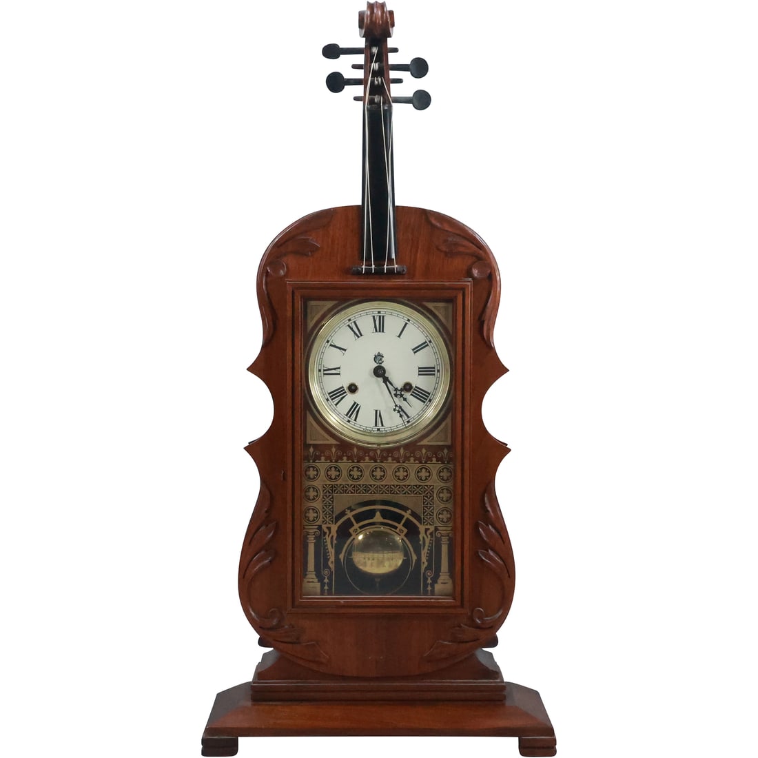 Waterbury Clock Co. Wood Case Mantle Clock in Shape of a Violin 21 inches height x 15 in. wide (1 of 20)