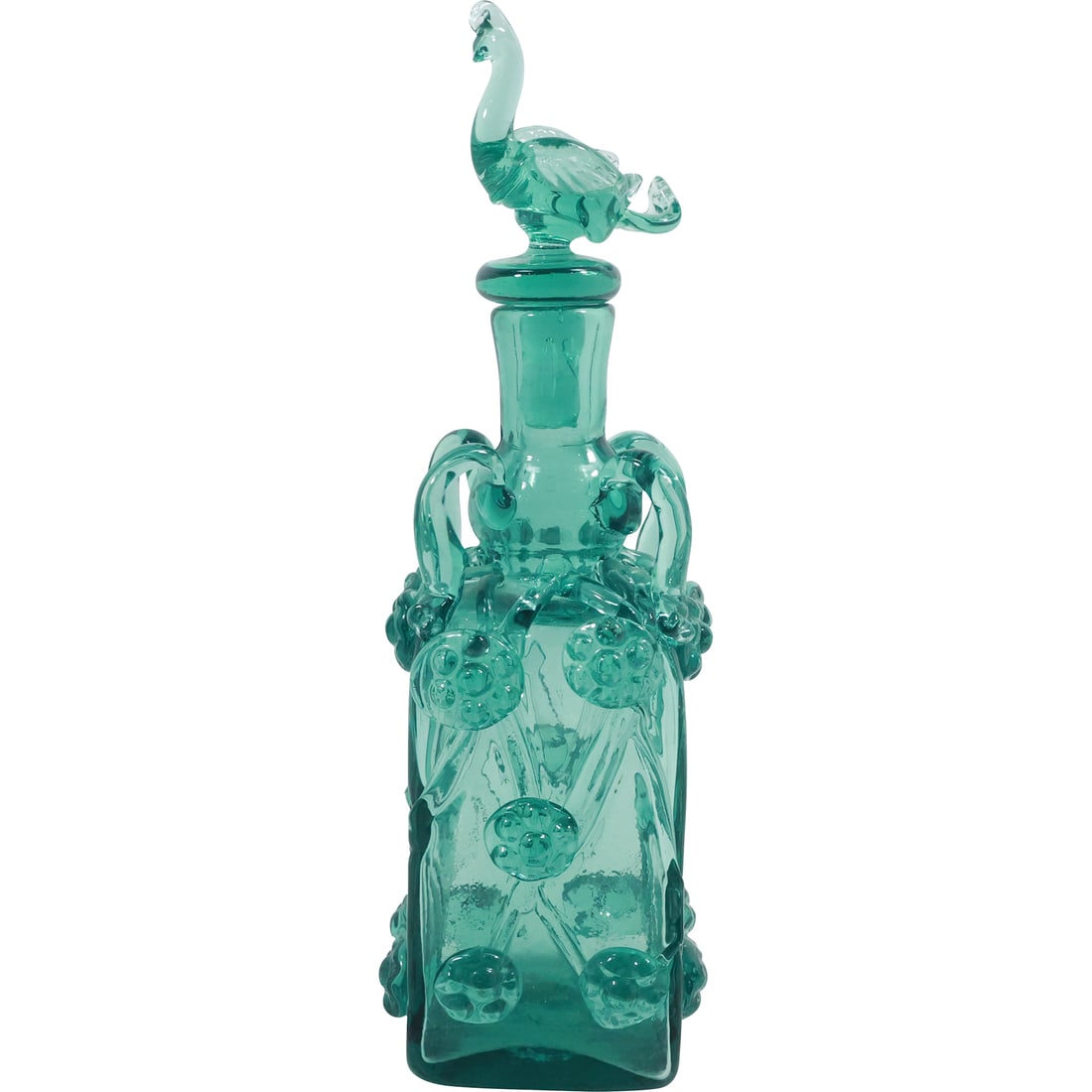 Cala D'Or Decanter Handblown Emerald Green Art Glass 6 in. height x 3.5 in. wide (1 of 18)