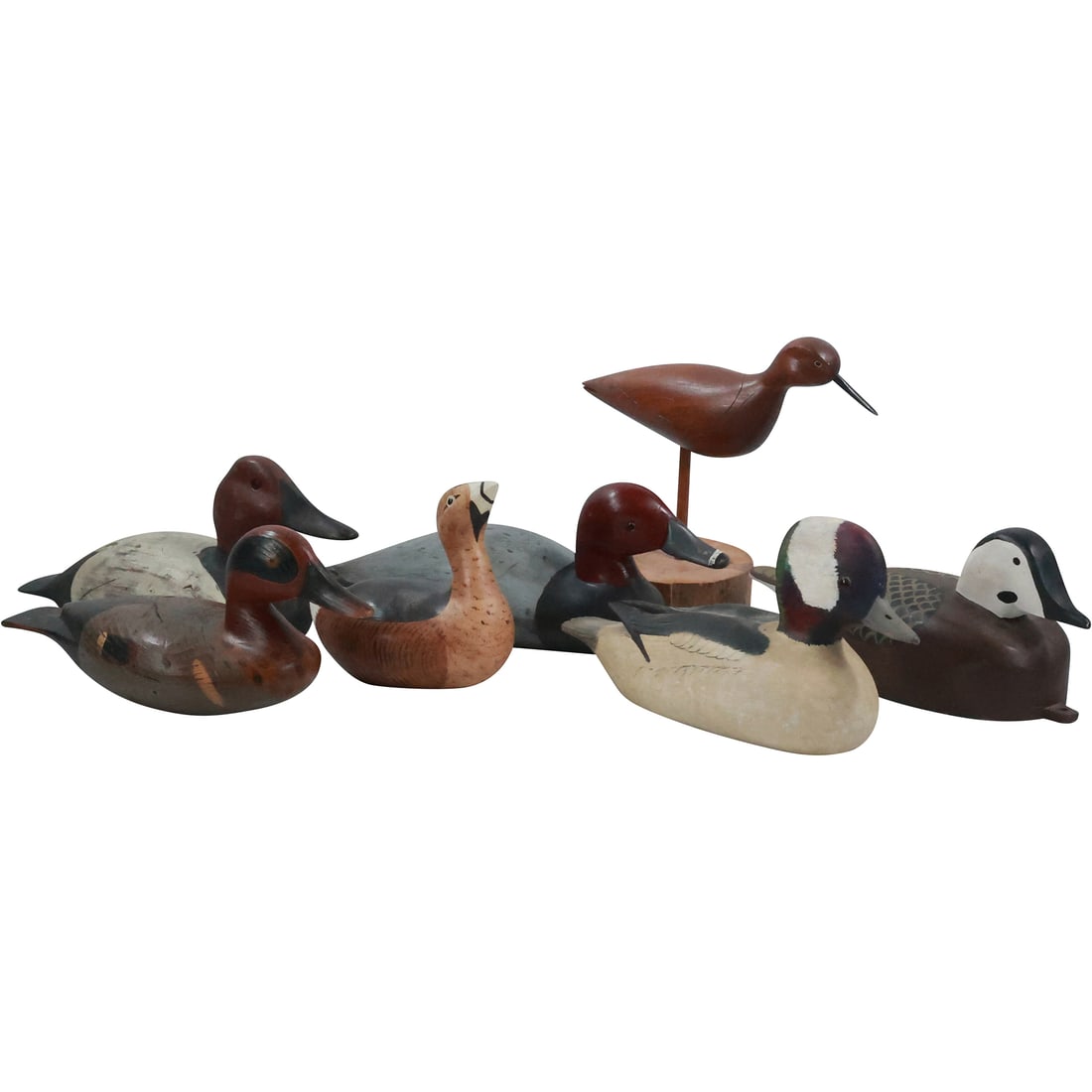 6 Assorted Artist Signed Duck Decoys and 1 Shore Bird, Hand Painted (1 of 20)