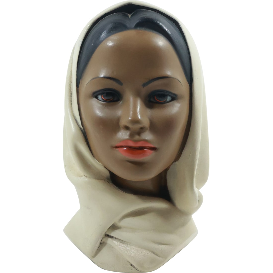 1960s Marwal Chalkware Bust of a Woman Hijab Middle Eastern, 10.25 inches height (1 of 20)