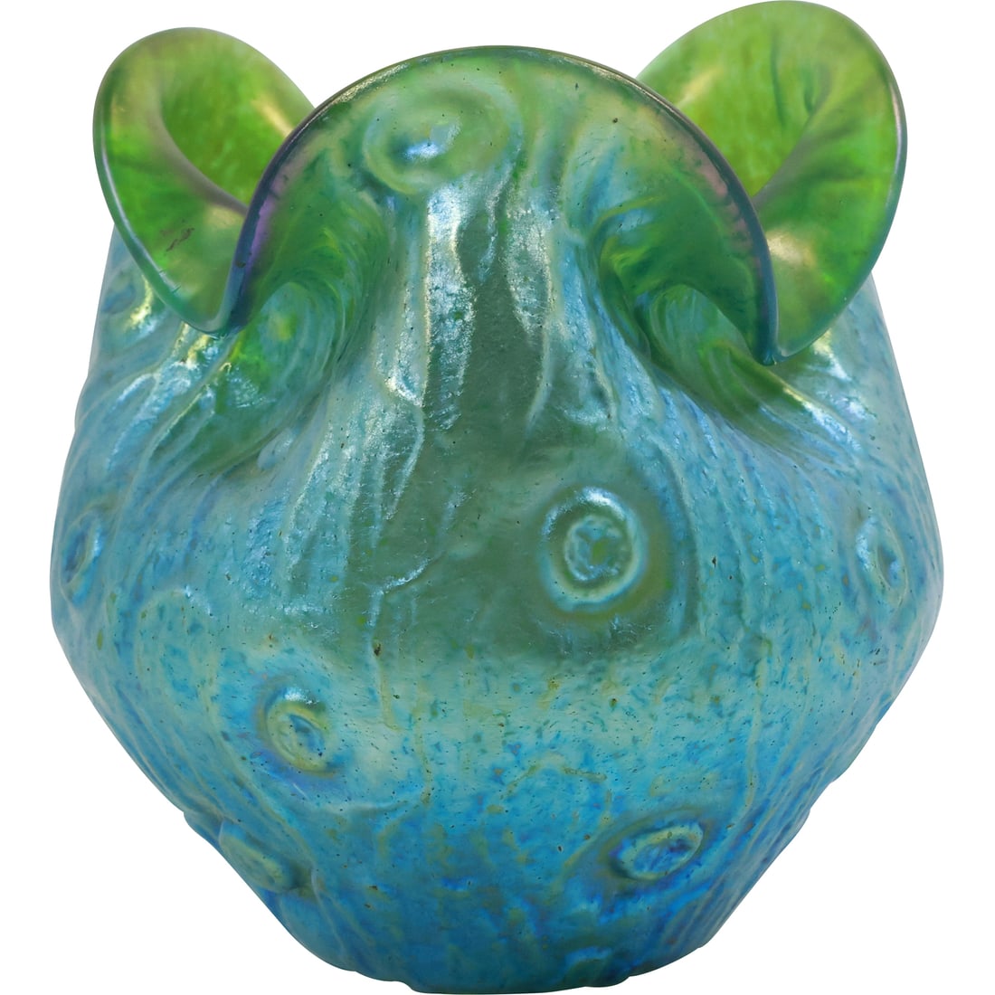 LOETZ Rusticana Silberiris Blue Green Iridescent  Art Glass Vase 5 in. x 4.5 in. (1 of 15)