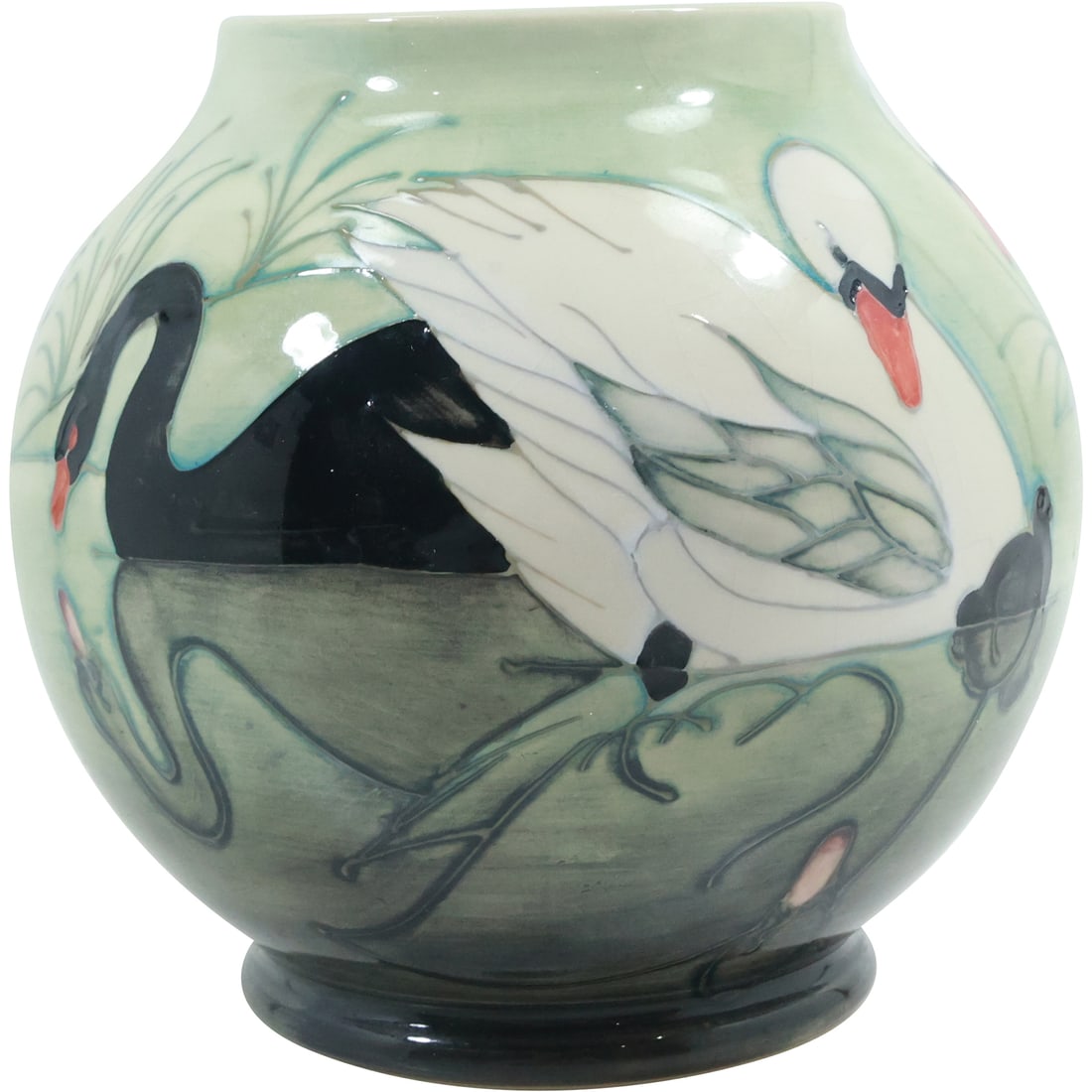 English Moorcroft Pottery "Swans" Vase Limited Edition #161/350 WM (1 of 17)