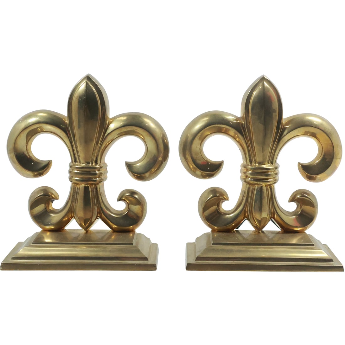Vintage Brass "Fleur Dis Li" Bookends 7.5 in. height x 6.75 in. wide: Vintage Brass "Fleur Dis Li" Bookends 7.5 in. height x 6.75 in. wide. size: 7.5x6.75