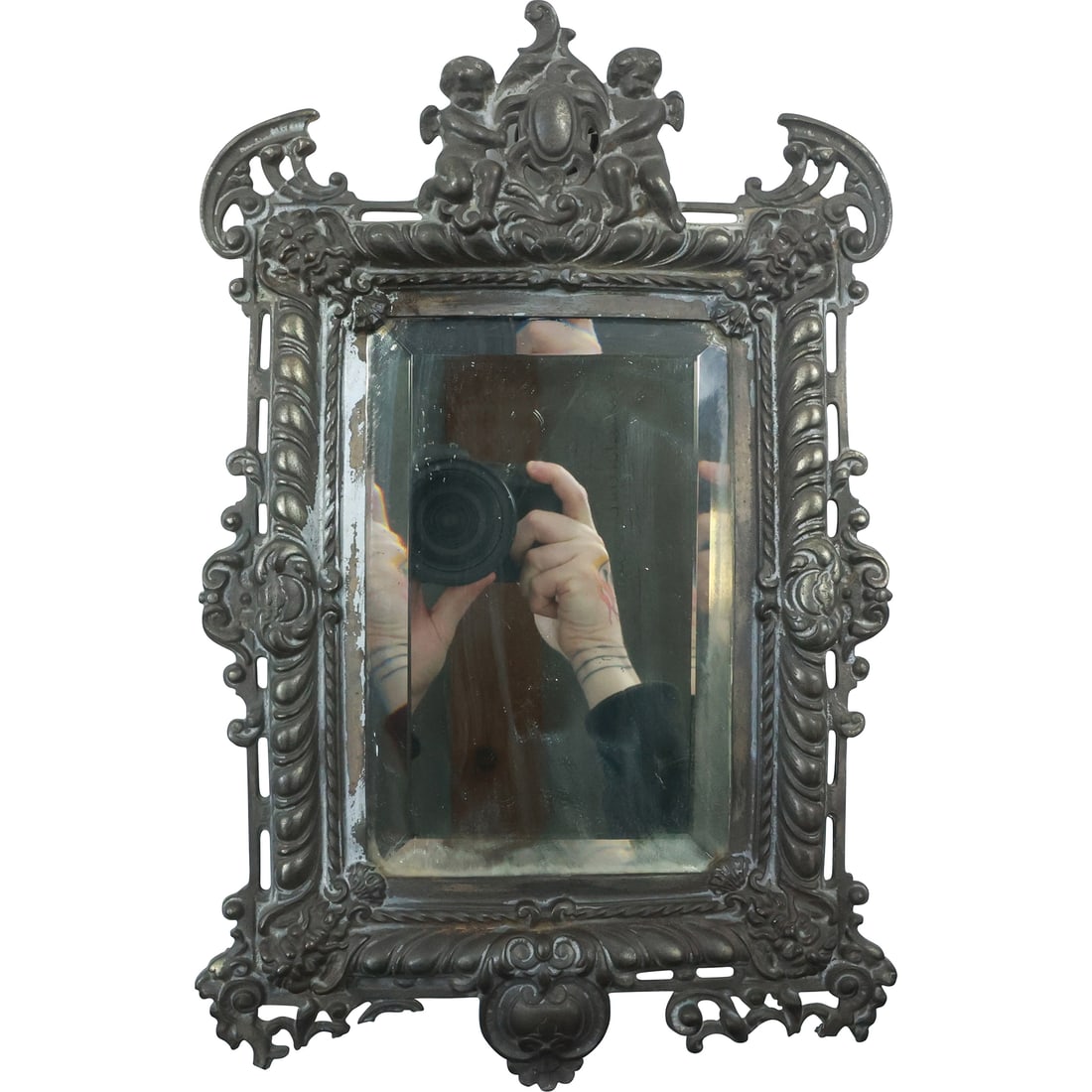 Bradley and Hubbard, Signed B & H, Fancy Cast Iron Wall Mirror Victorian Rococo 14 in. x 9 in. (1 of 19)