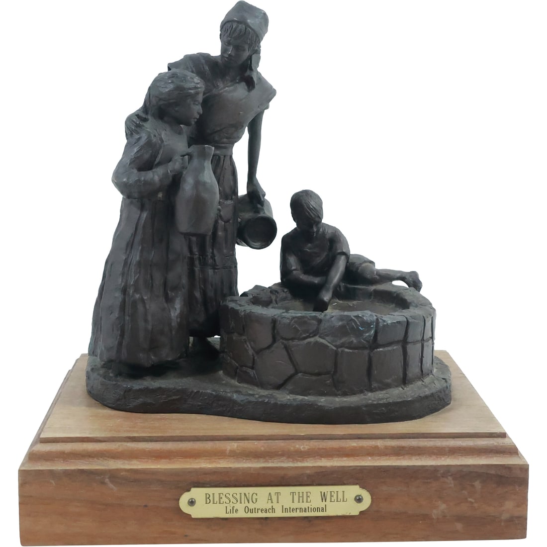 "Blessing at The Well" Life Outreach International, Robert Summers Bronze Sculpture on Wood Base (1 of 16)