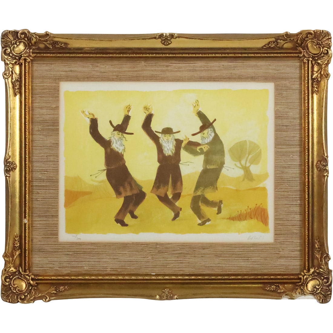 Samy [Sami] Briss, Lithograph #101/200 Three Jewish Men Dancing, Signed, Framed (1 of 20)