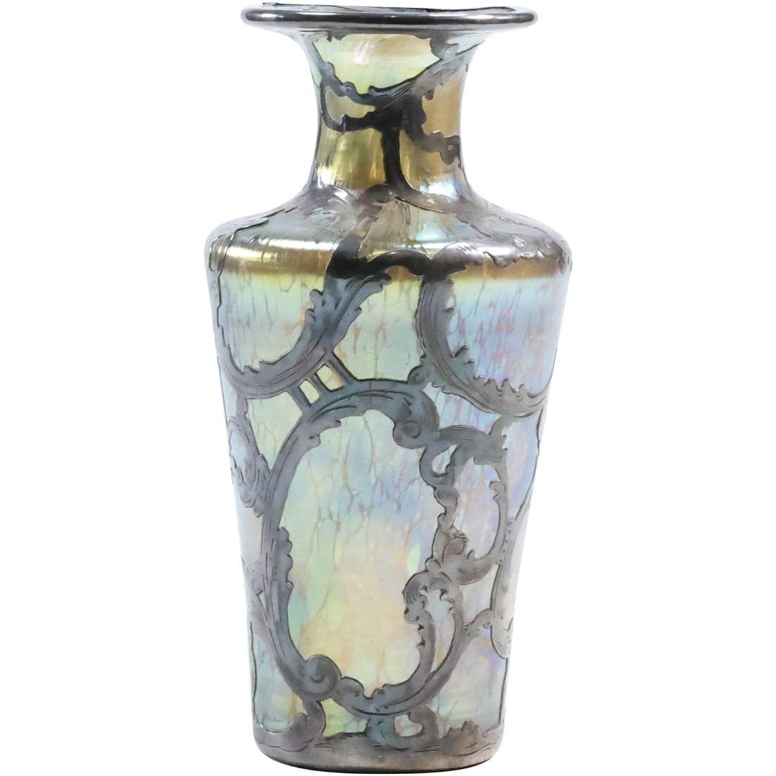 Sterling Overlay Loetz Art Glass Vase 6 inches height AS-IS Condition (1 of 19)