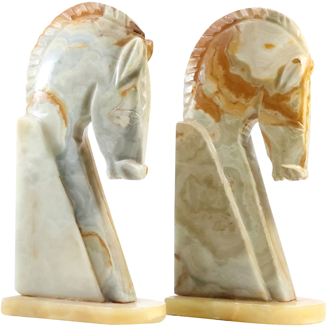 Pair Vintage Onyx Trojan Horse Head Bookends 12.75 inches height (1 of 20)