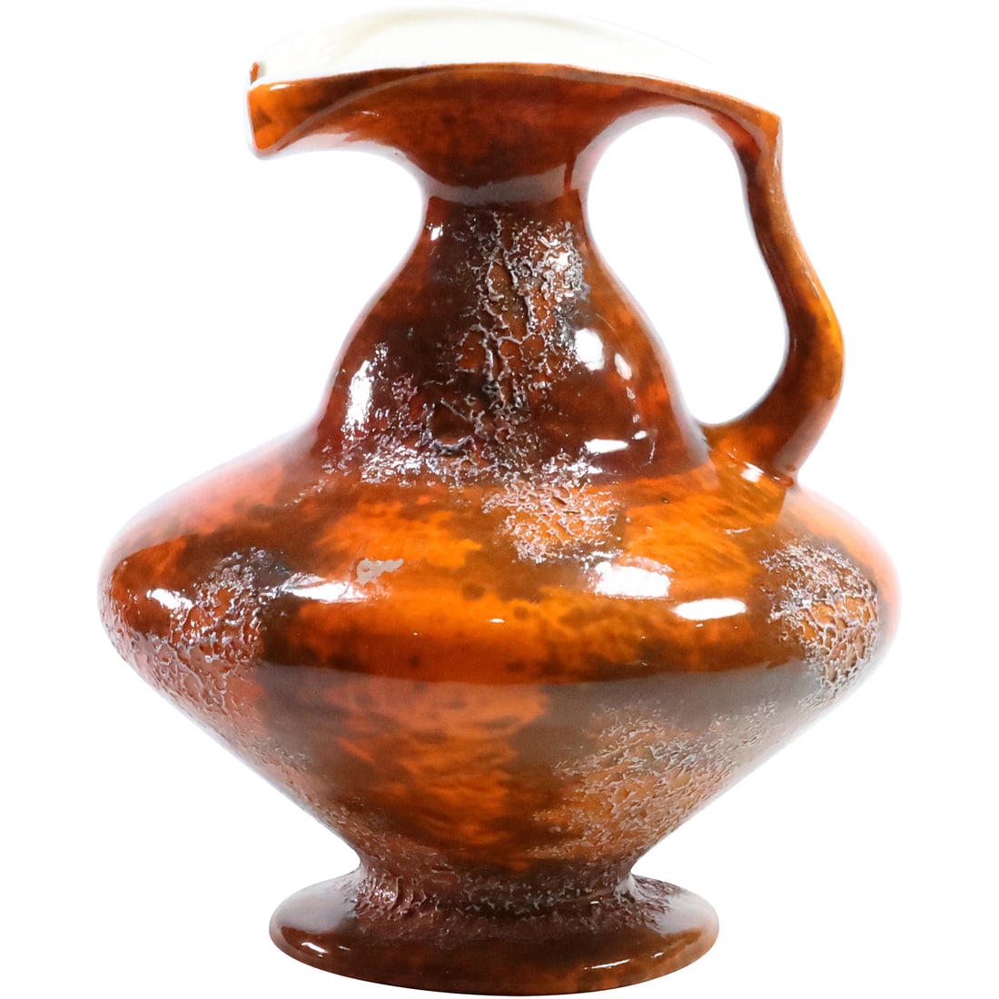 Vintage Orange Glazed Ceramic Pitcher Mid-Century Modern 8.5 in. height (1 of 20)