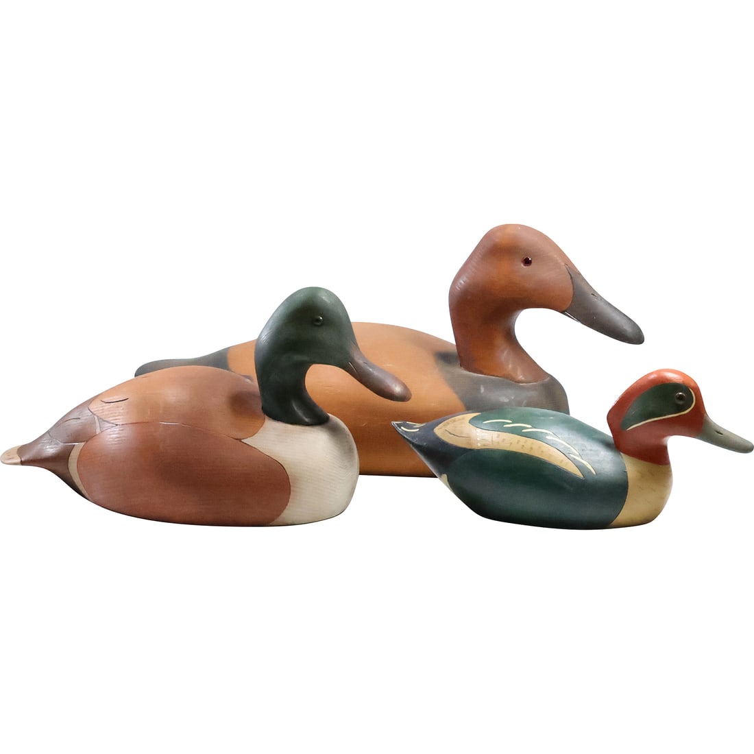 3 Assorted Carved Wood Duck Decoys Each Signed TIM, Hand Painted (1 of 20)