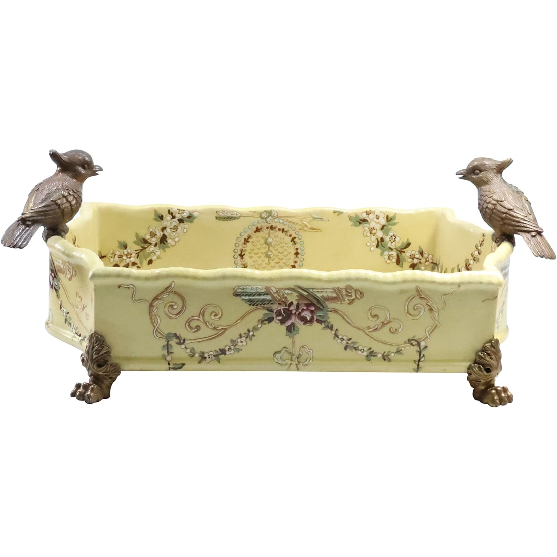 Chinese Porcelain Rectangular Planter with Bronze Birds 18.5 inches length (1 of 20)
