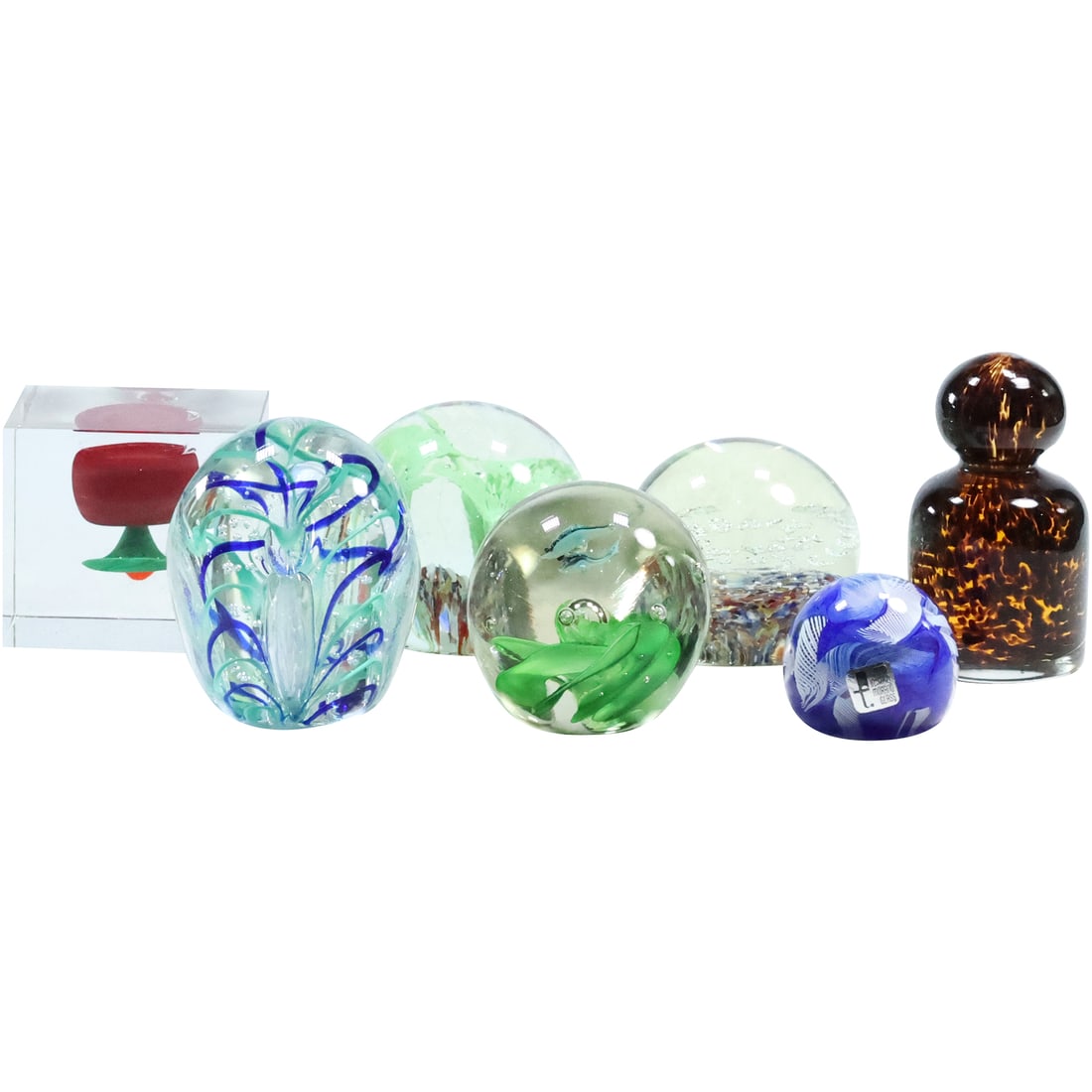 7 Assorted Quality Art Glass Paperweights - Variety (1 of 20)