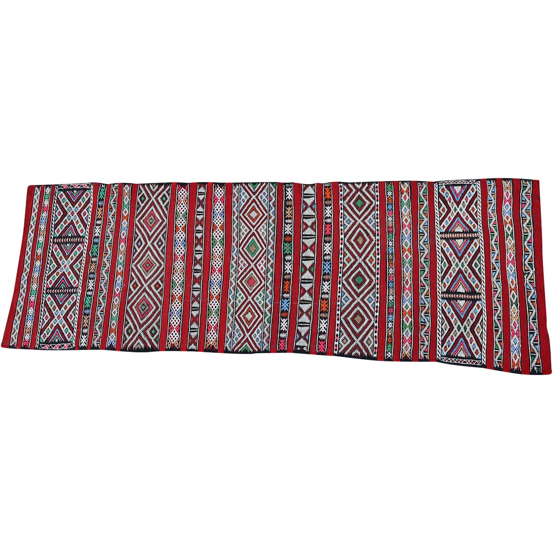 Stunning Colorful Geometric Flat Woven Textile Carpet 28.5 inches x 75.5 inches (1 of 20)