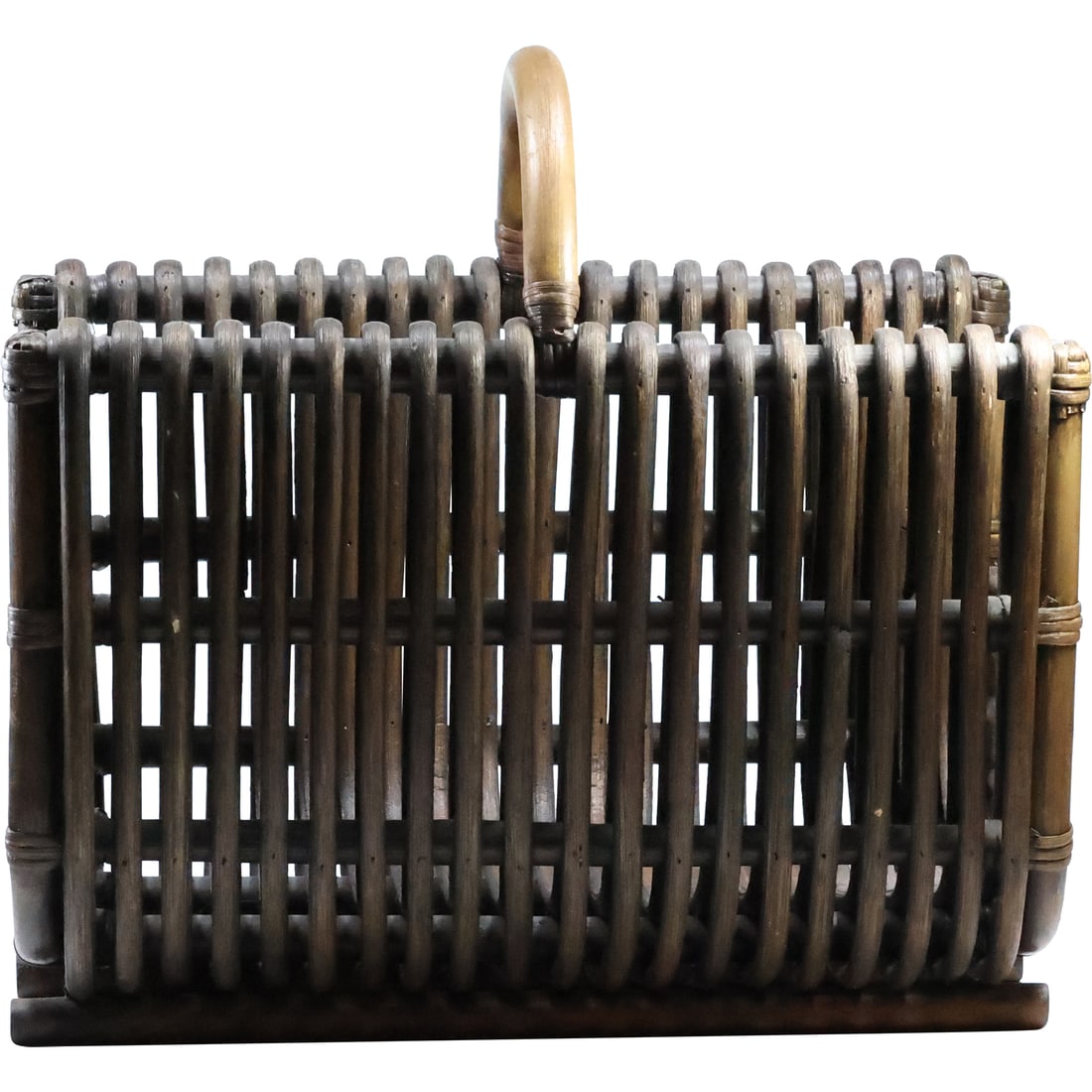 Mid-Century Modern Bent Rattan Reed Magazine Holder 15 in. x 16 in. x 9 in.: Mid-Century Modern Bent Rattan Reed Magazine Holder 15 in. x 16 in. x 9 in. size: 15 x 16 x 9