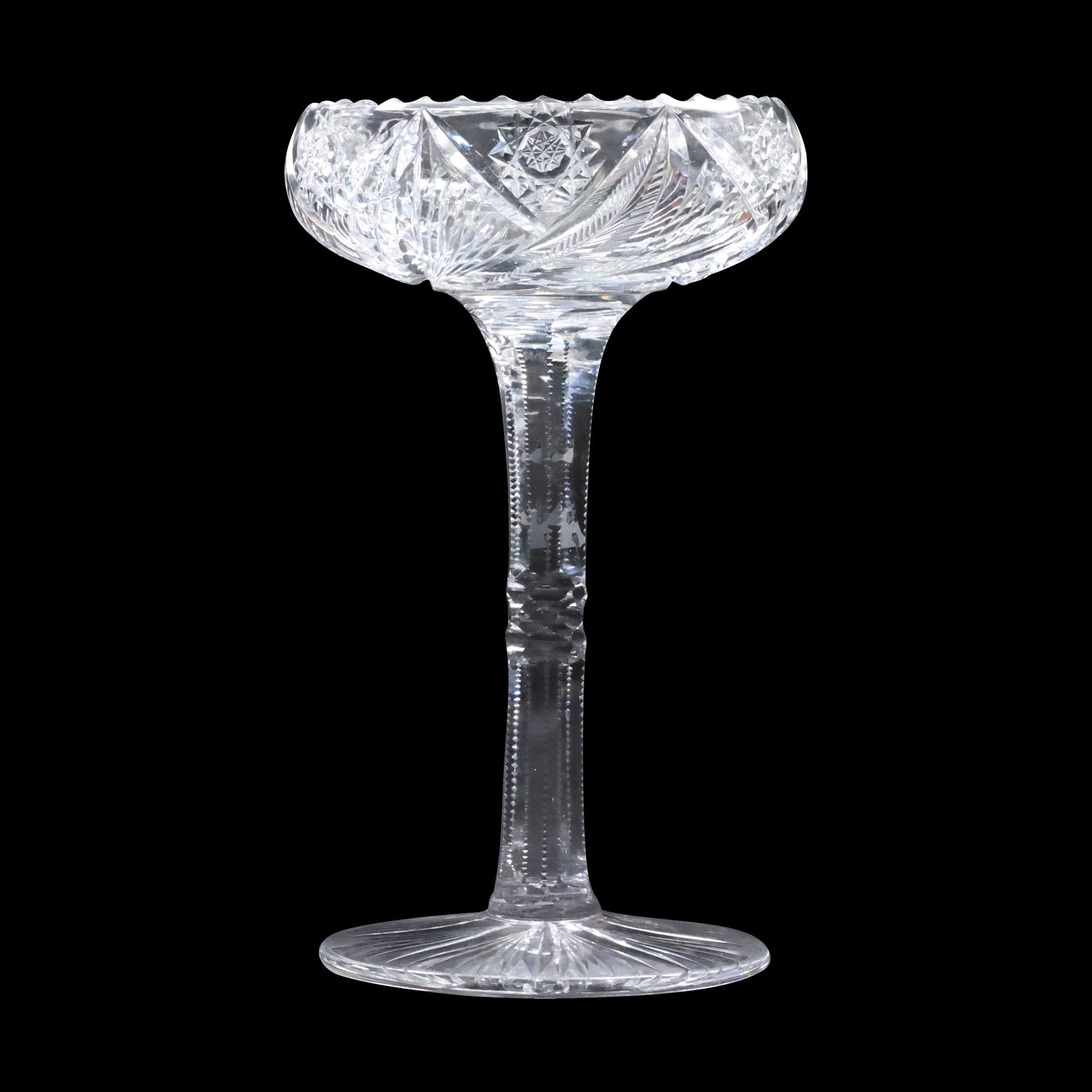 Signed 1858 American Brilliant Cut Glass Tulip Vase Compote 9.75 in. height (1 of 20)