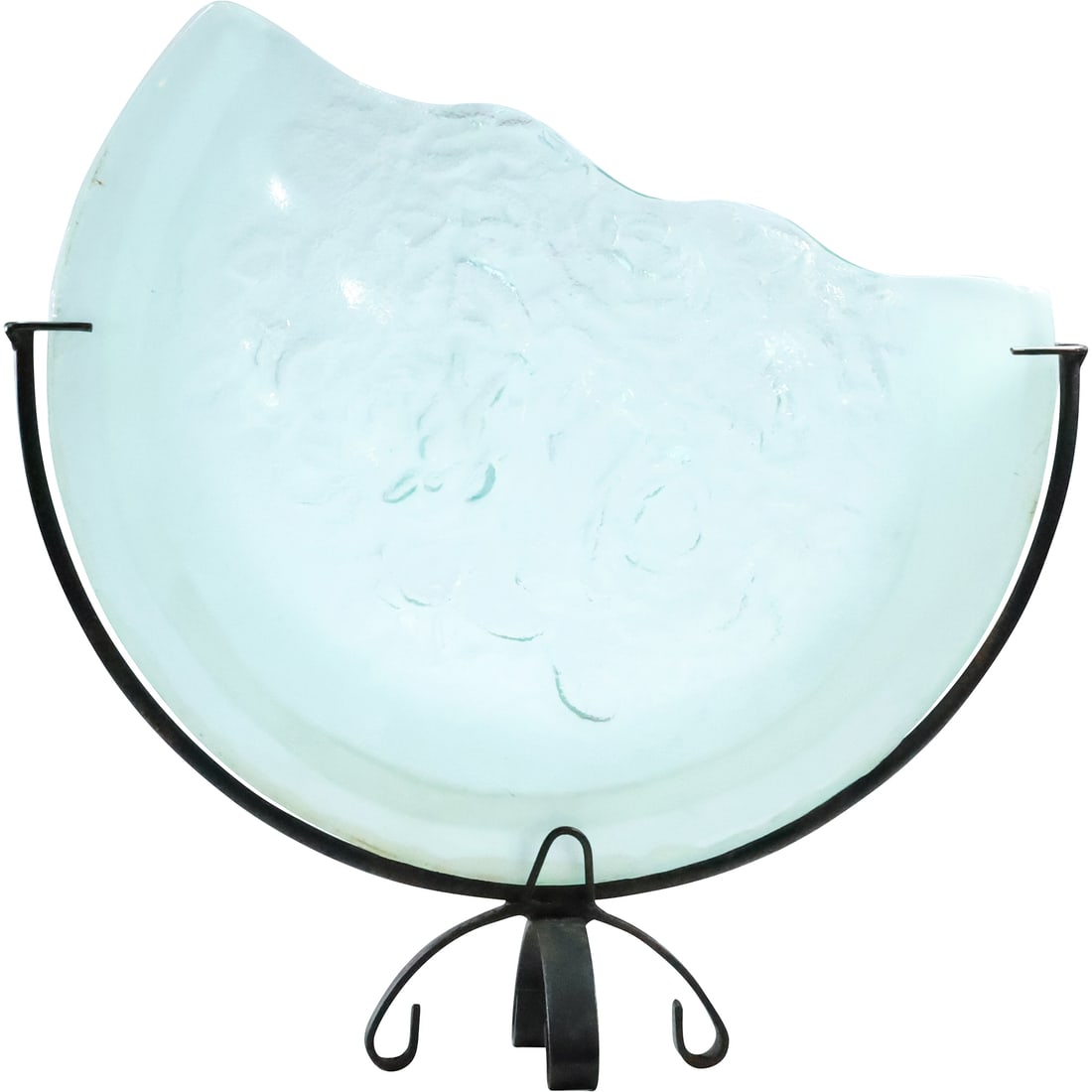 Modern Design Art Glass Sculpture Vase in Metal Display Holder 15.5 in. height x 16 in. wide (1 of 20)