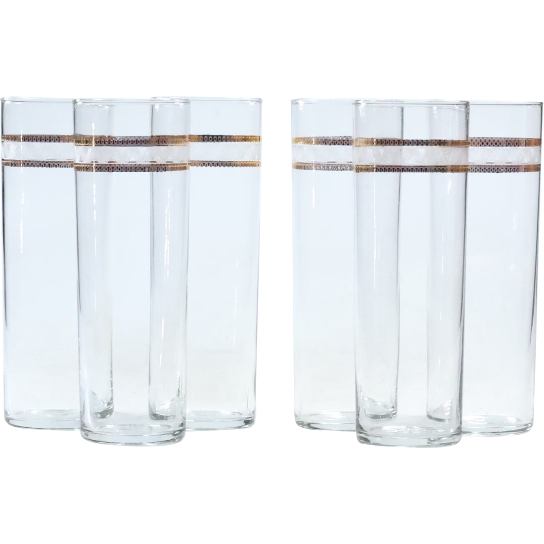 6 Tall Crystal Glass Cocktail Glasses Barware with Gold Rims 7 in. height x 2.5 in. diameter (1 of 18)