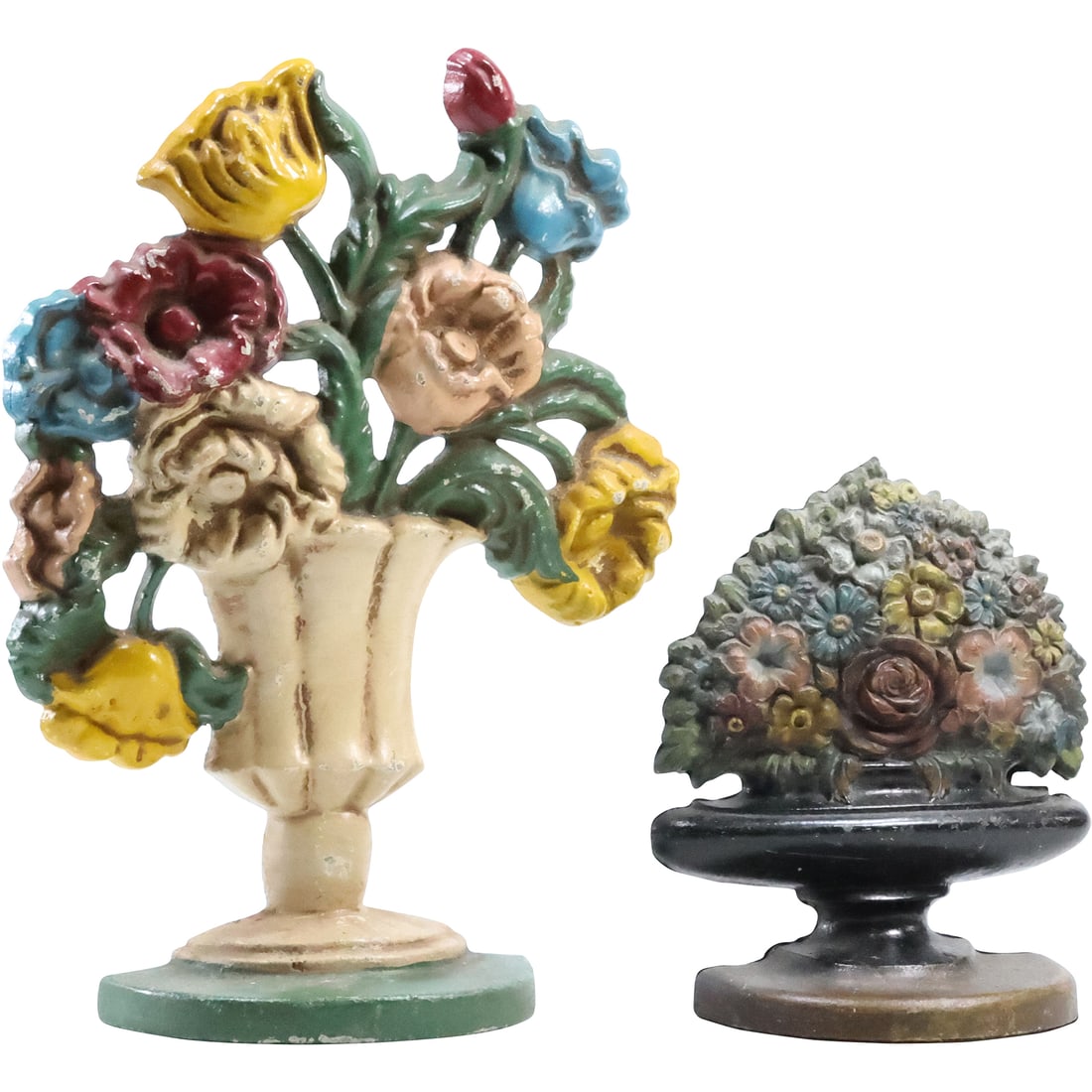 2 Vintage Cast Iron Doorstops Baskets of Flowers , smaller Bradley and Hubbard (1 of 20)