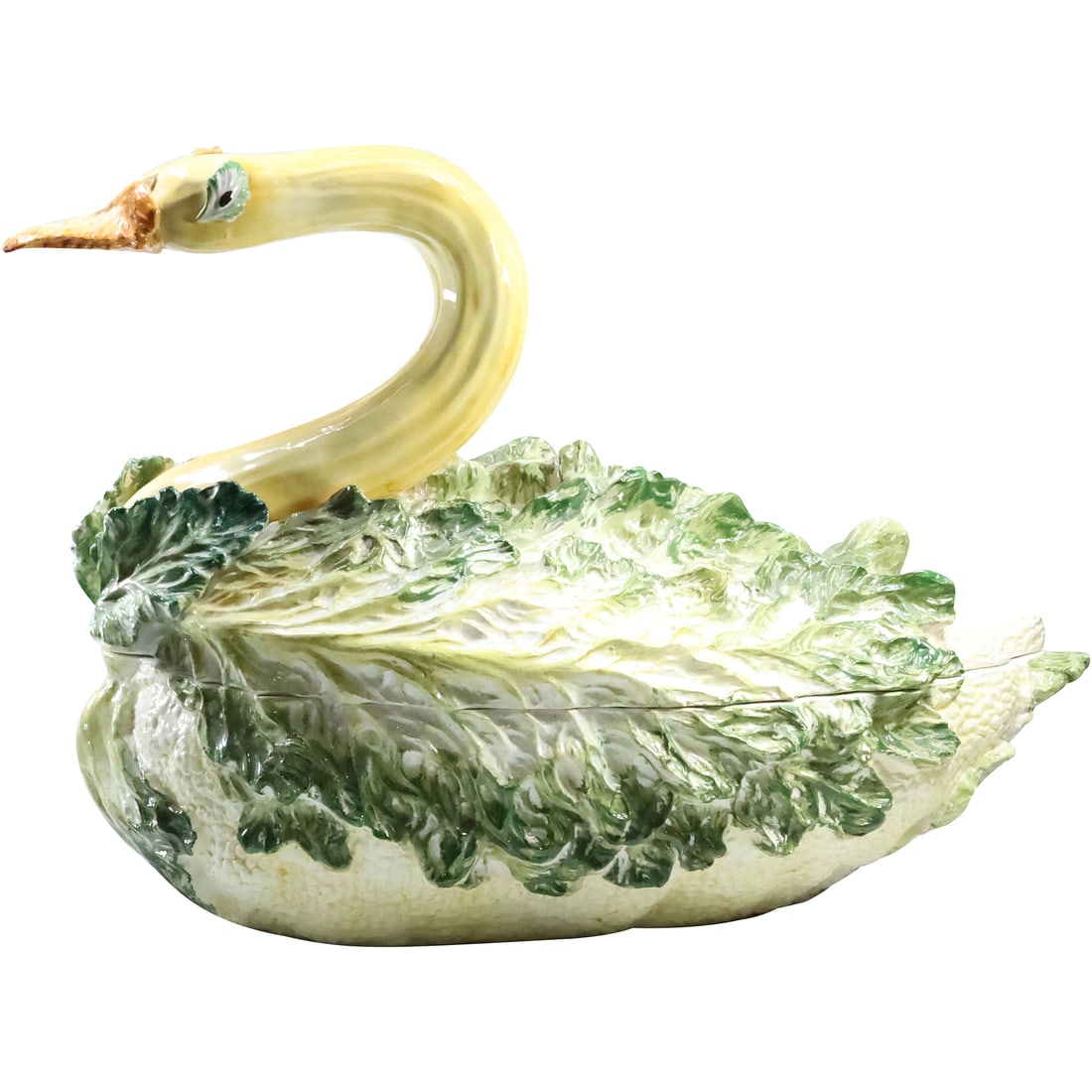 Large Italian Ceramic CABBAGE GOOSE Figural Covered Container 22 inches length (1 of 20)