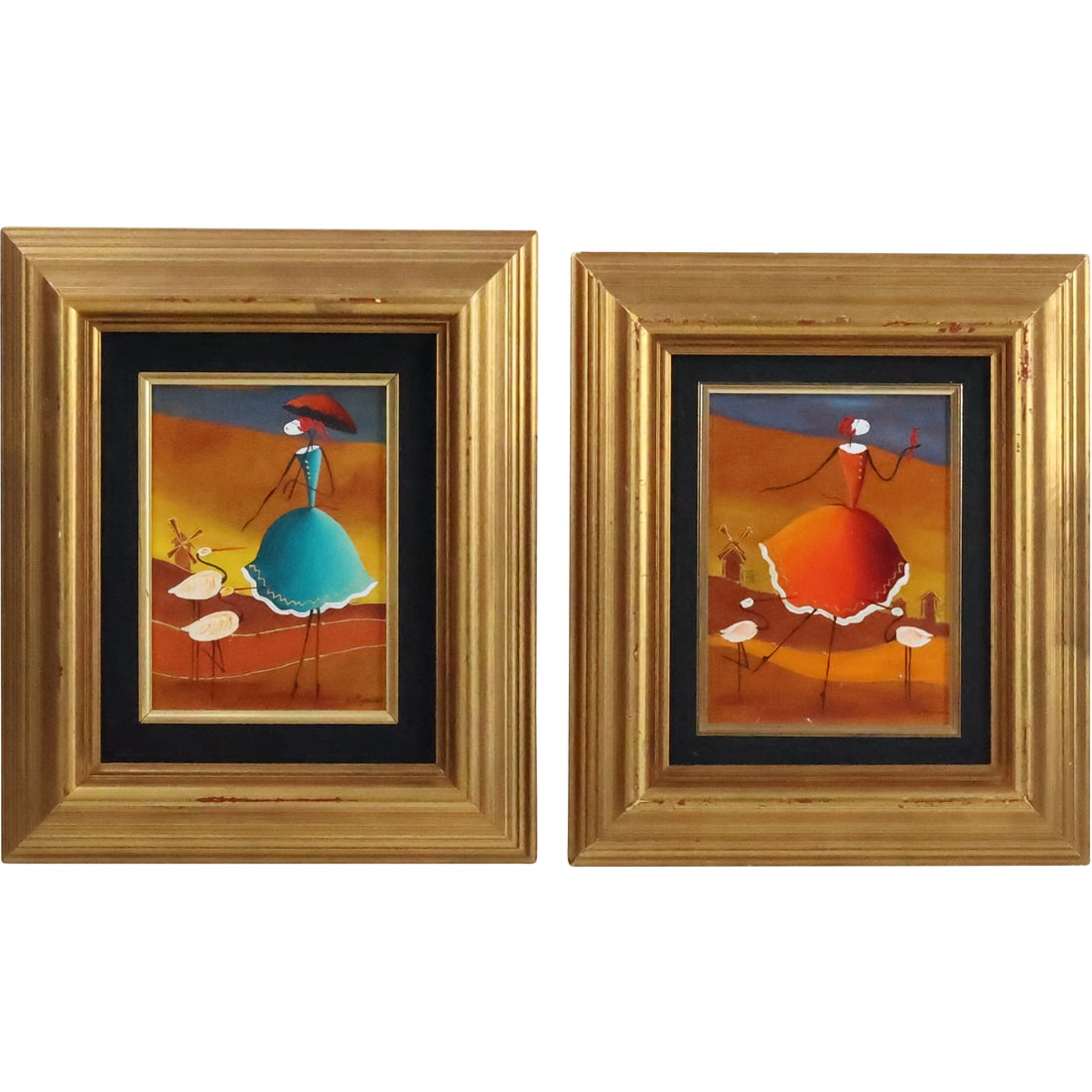 [2] Ester Myatlov, Russian, Surrealism Figures Oil Paintings, Signed, Framed (1 of 19)