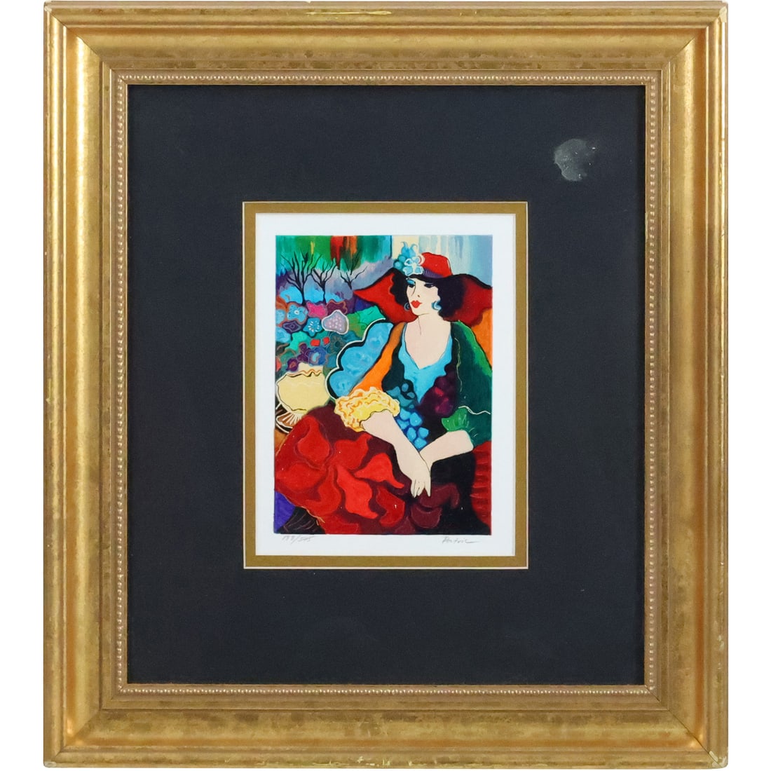 Patric Limited Edition Lithograph on Paper of a Seated Woman in Garden Setting, Framed (1 of 19)