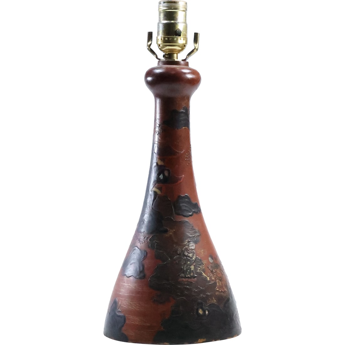 Antique Ceramic Japanese Lamp Base with Scenic Landscape 14.75 inches height (1 of 20)