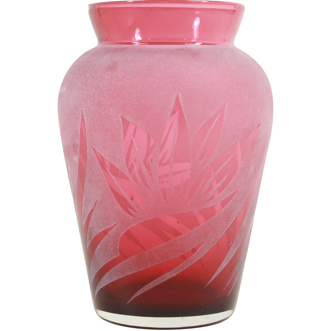 Kelsey Pilgrim Glass Signed Cranberry Cameo Glass Vase 6 in. height (1 of 17)
