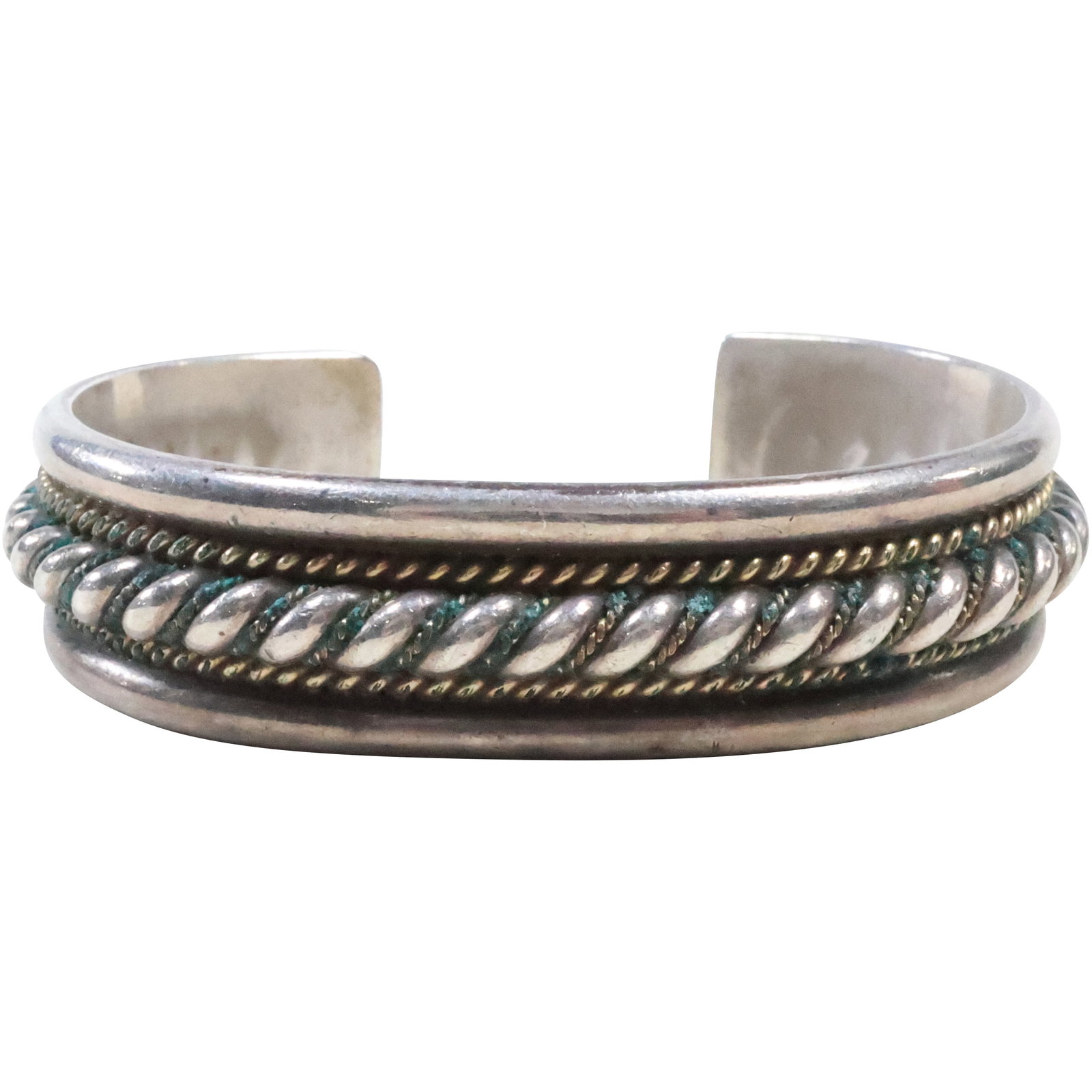 Sterling Silver and 1/20 12K GF Cuff Bracelet 2 1/2 in. x 2 in. x 5/8 in., Weighs 55.3 grams (1 of 15)